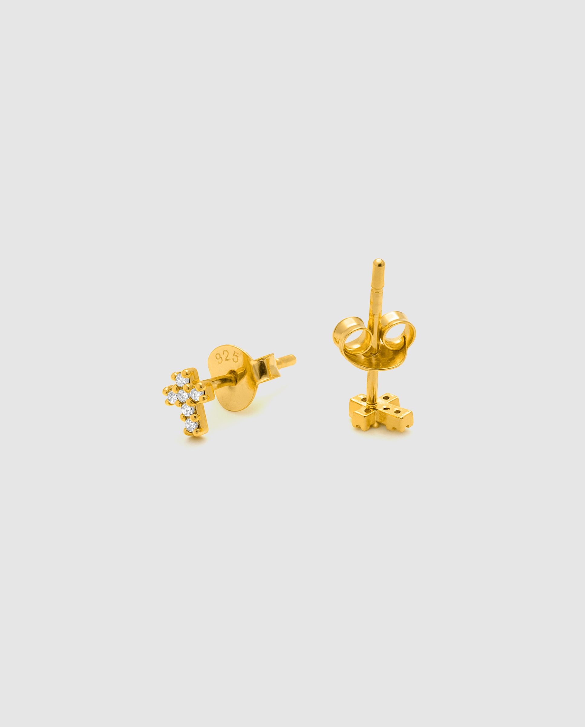 Pendientes essential de plata de ley 925 acabados en oro amarillo de 18 quilates con circonita brillante - Luxenter - Oro / Plata Oro / Plata-3