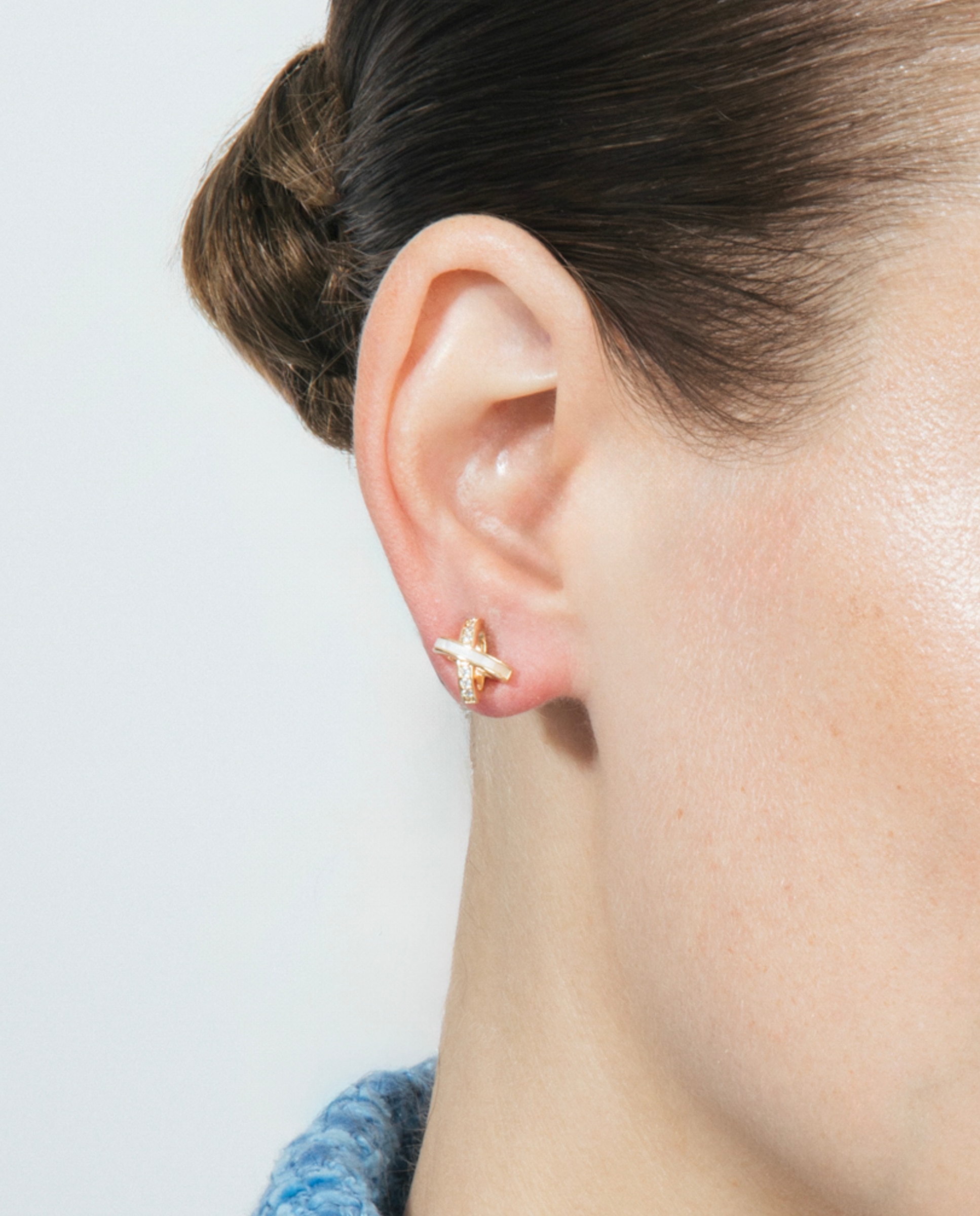 Pendientes basic acabados en oro amarillo de 18 quilates con circonita brillante - Luxenter - Oro / Plata Oro / Plata-3