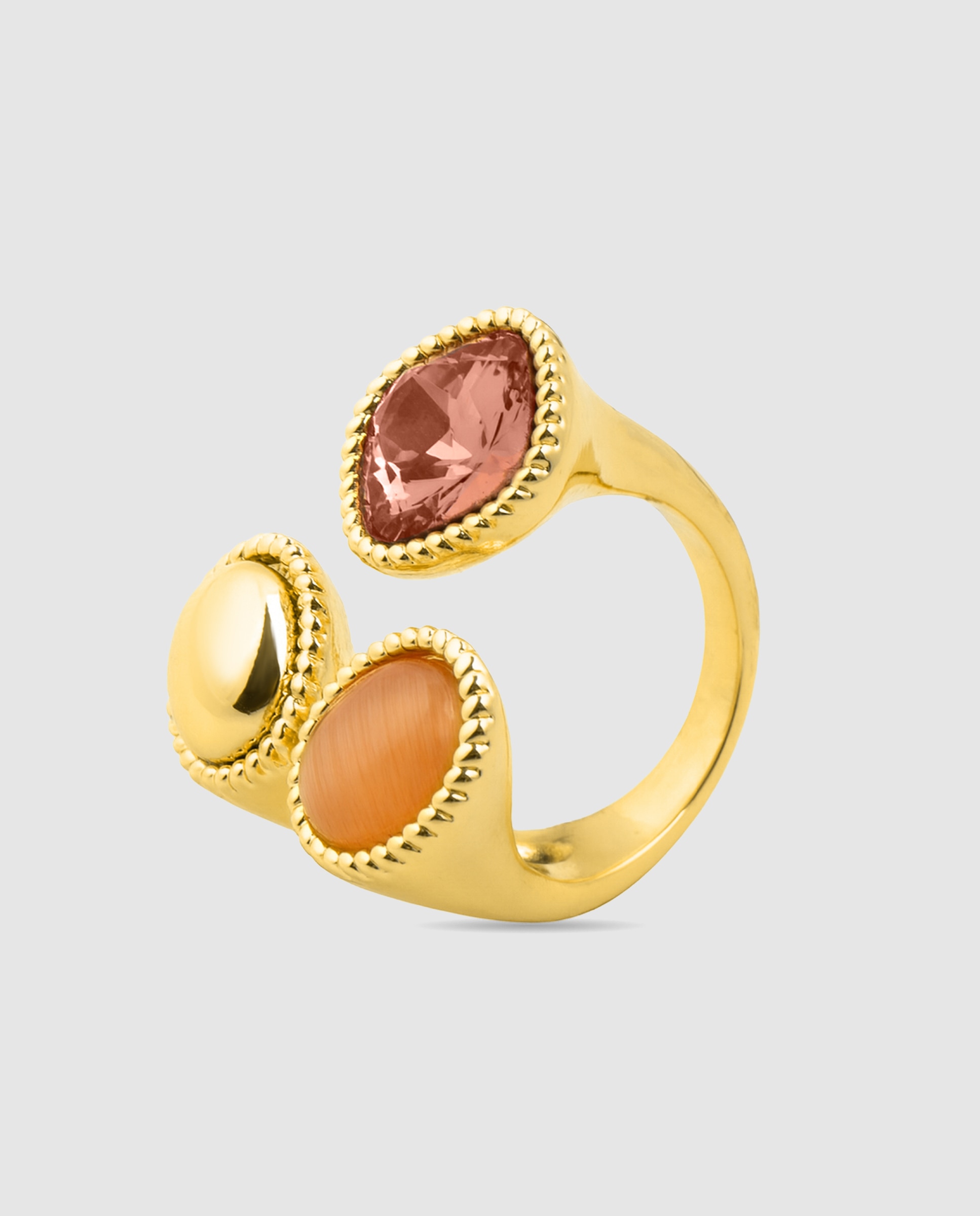 Imagen 0 de Anillo áfrica acabado en oro amarillo de 18 quilates con cuarzo hidrotermal multicolor Oro