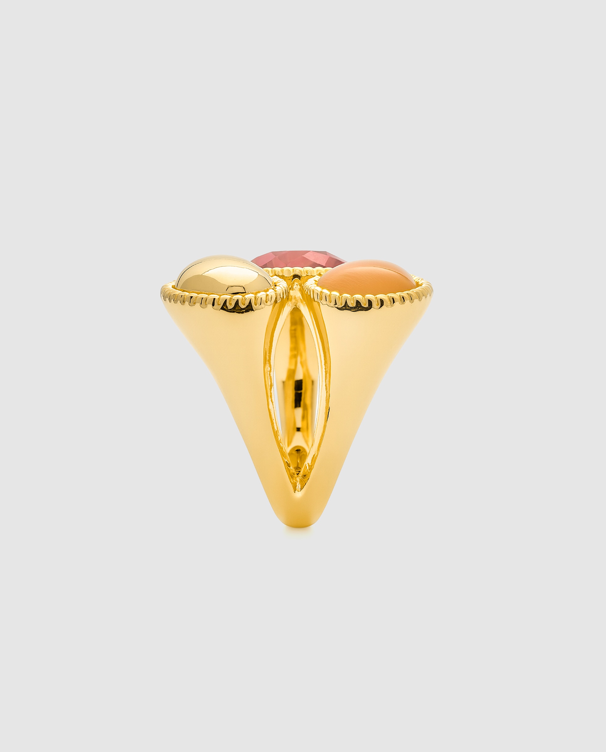 Anillo áfrica acabado en oro amarillo de 18 quilates con cuarzo hidrotermal multicolor - Luxenter - Oro Oro-3