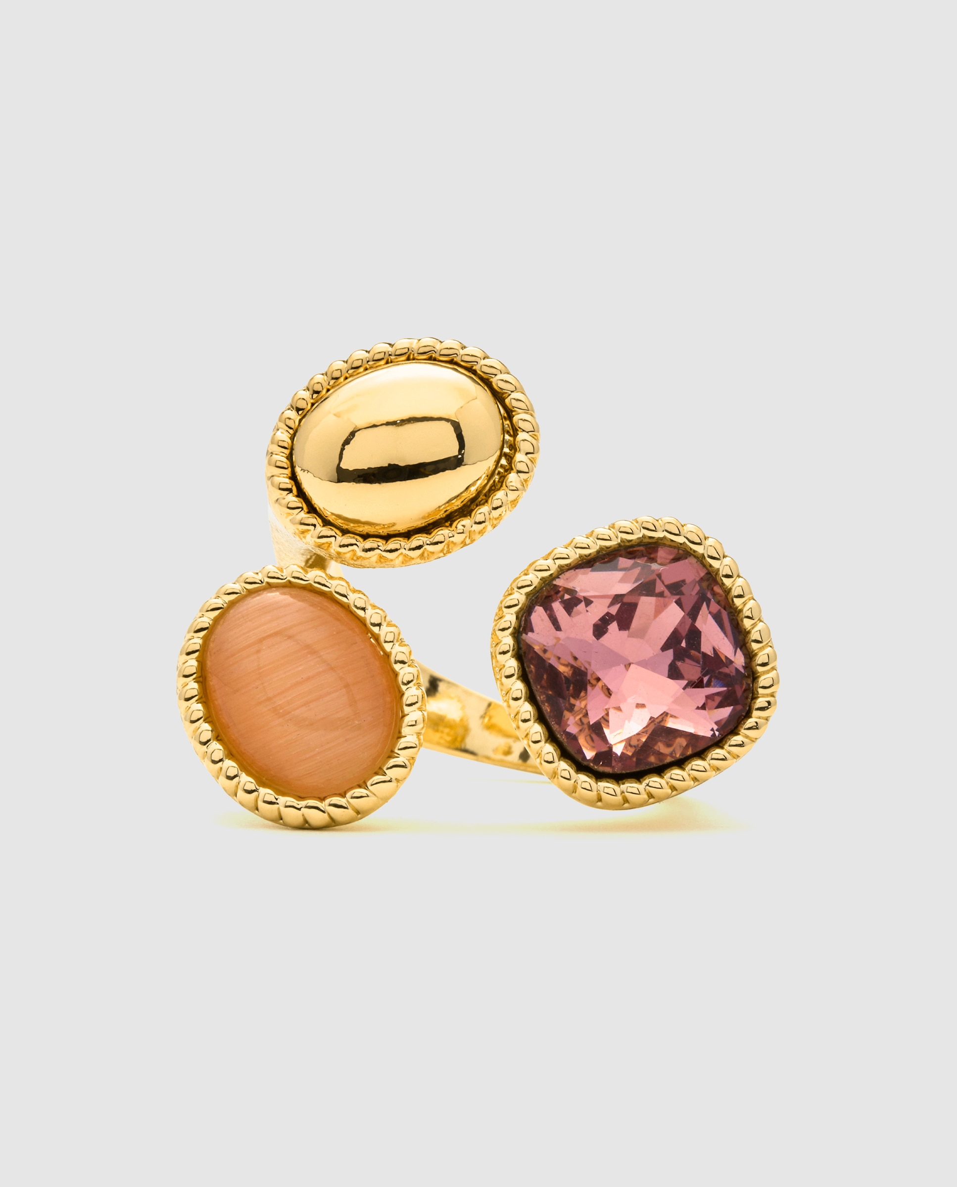 Anillo áfrica acabado en oro amarillo de 18 quilates con cuarzo hidrotermal multicolor - Luxenter - Oro Oro-6