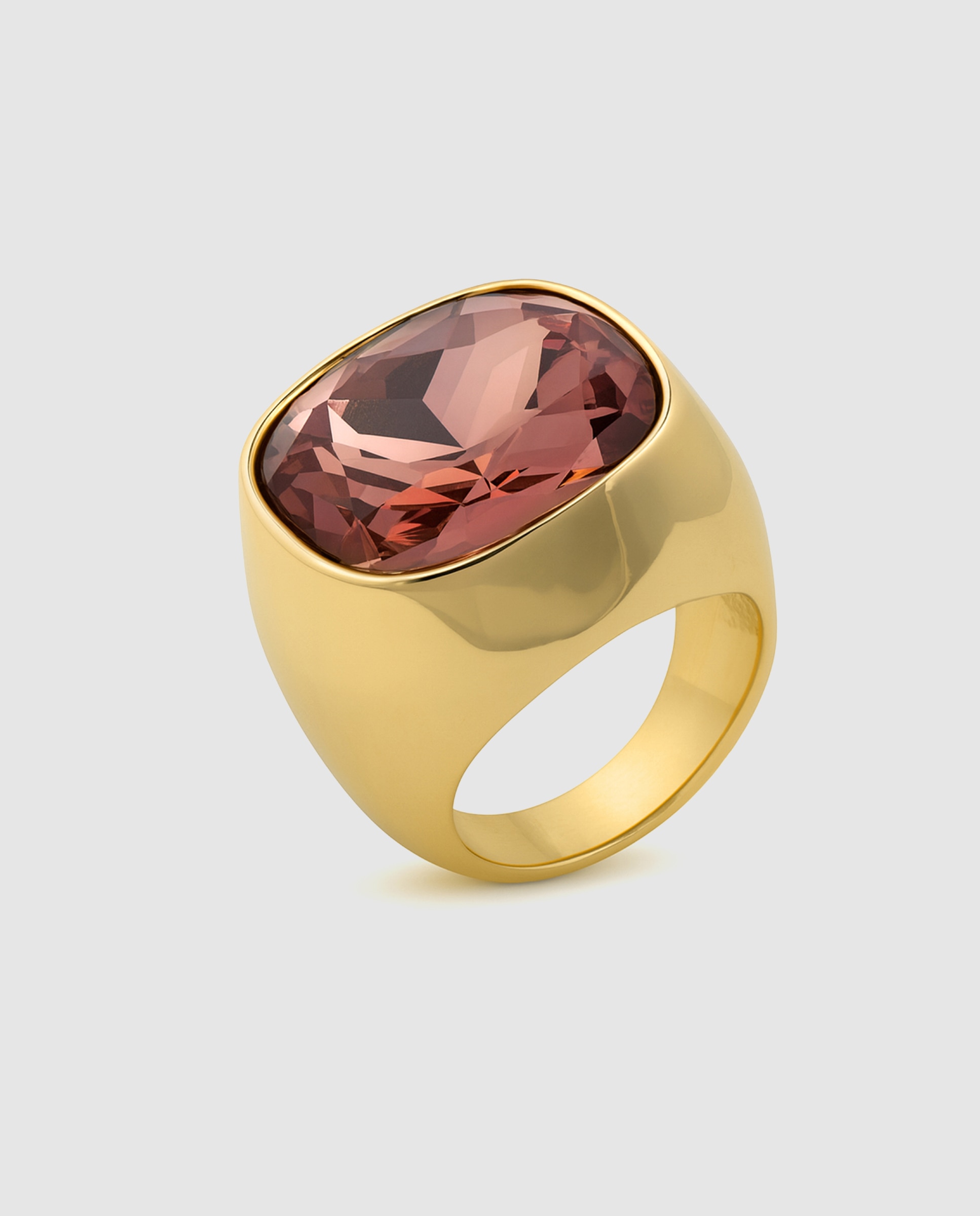 Imagen 0 de Anillo áfrica acabado en oro amarillo de 18 quilates con circonita marrón Dorado