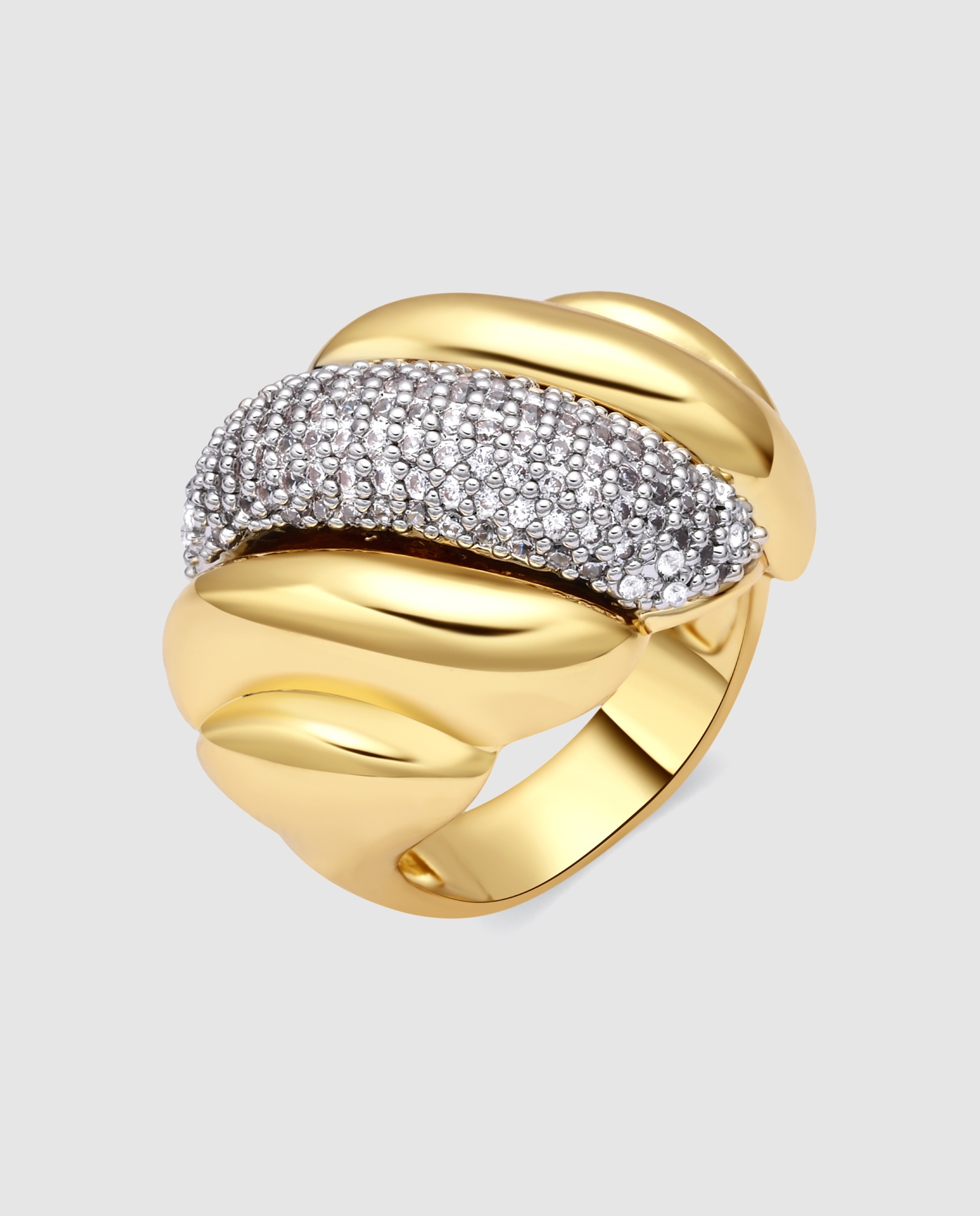 Imagen 0 de Anillo áfrica acabado en oro amarillo de 18 quilates con circonita brillante Oro / Plata