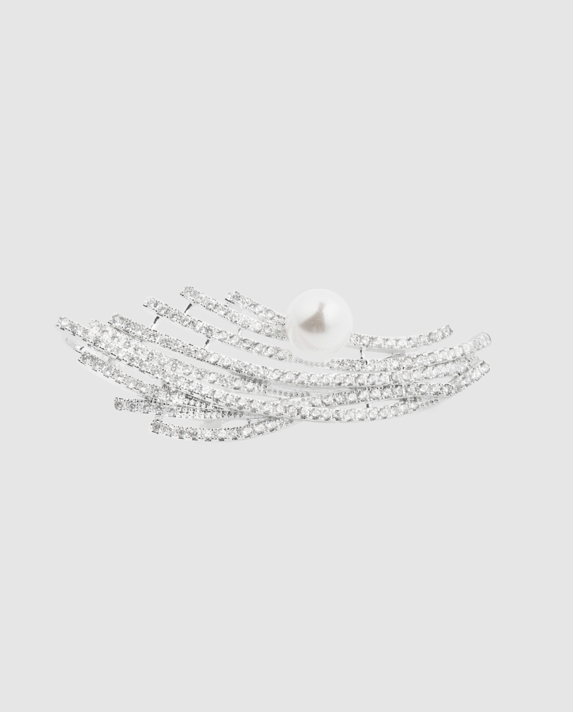 Imagen 0 de Broche áfrica acabado en plata de ley 925 con perla blanca y circonita brillante Blanco
