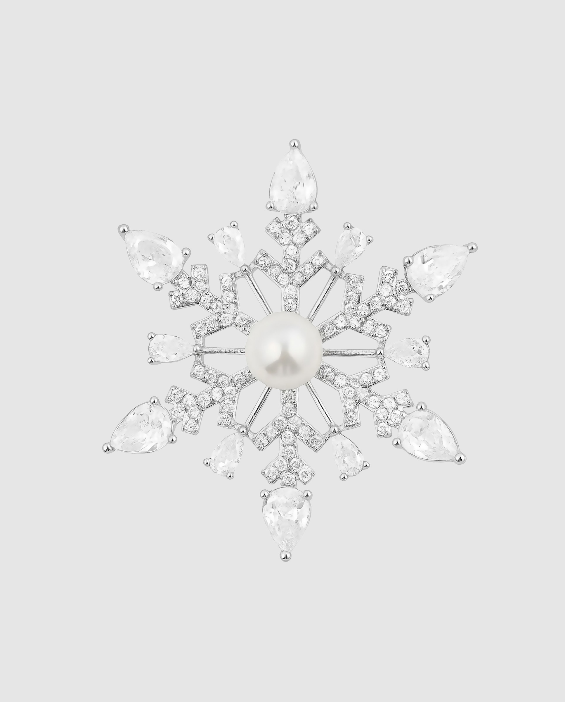 Imagen 0 de Broche áfrica acabado en plata de ley 925 con perla blanca y circonita brillante Blanco