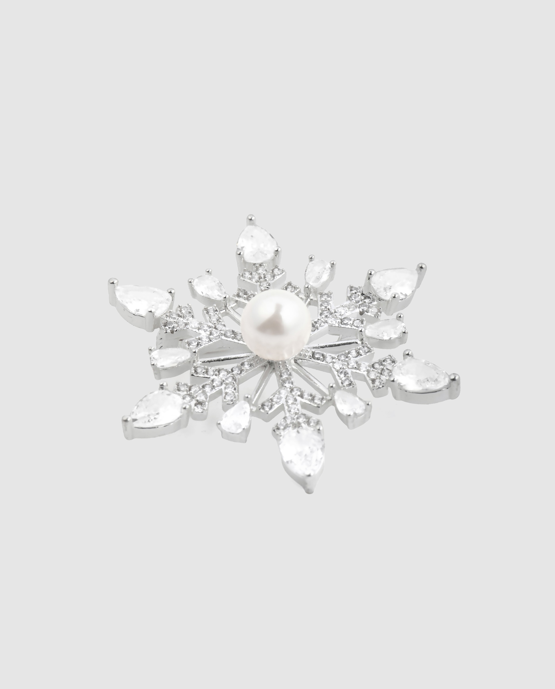 Broche áfrica acabado en plata de ley 925 con perla blanca y circonita brillante - Luxenter - Blanco Blanco-2
