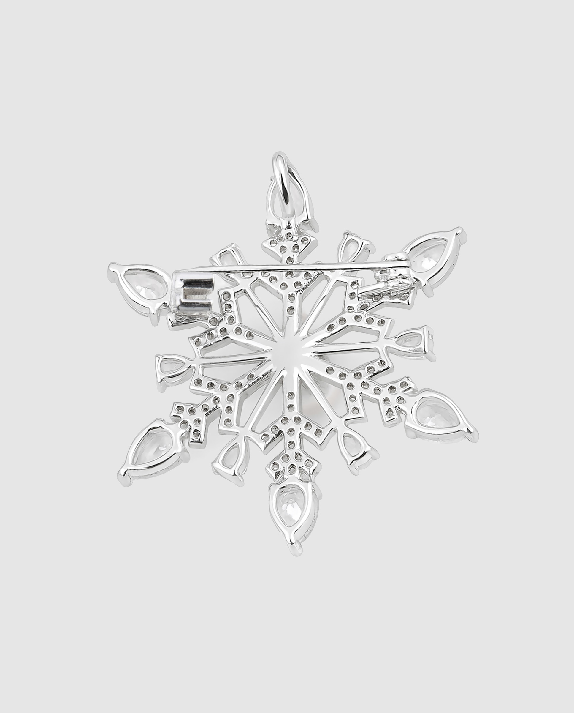 Broche áfrica acabado en plata de ley 925 con perla blanca y circonita brillante - Luxenter - Blanco Blanco-3