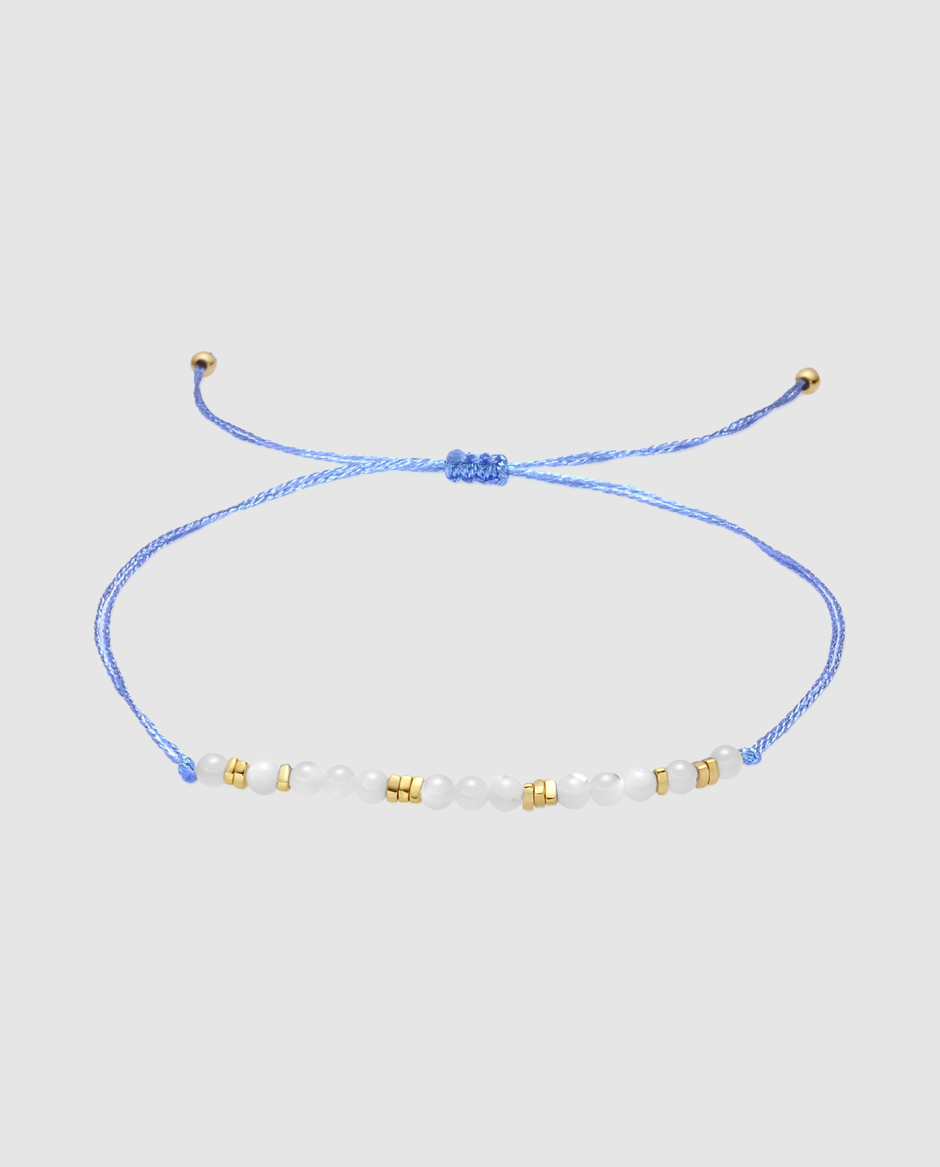 Pulsera de cordón acabada en oro amarillo de 18 quilates con madreperla blanca - Luxenter - Blanco Blanco-1