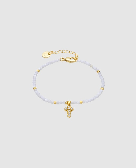 Imagen 0 de Pulsera África acabada en oro amarillo de 18k con madreperla blanca