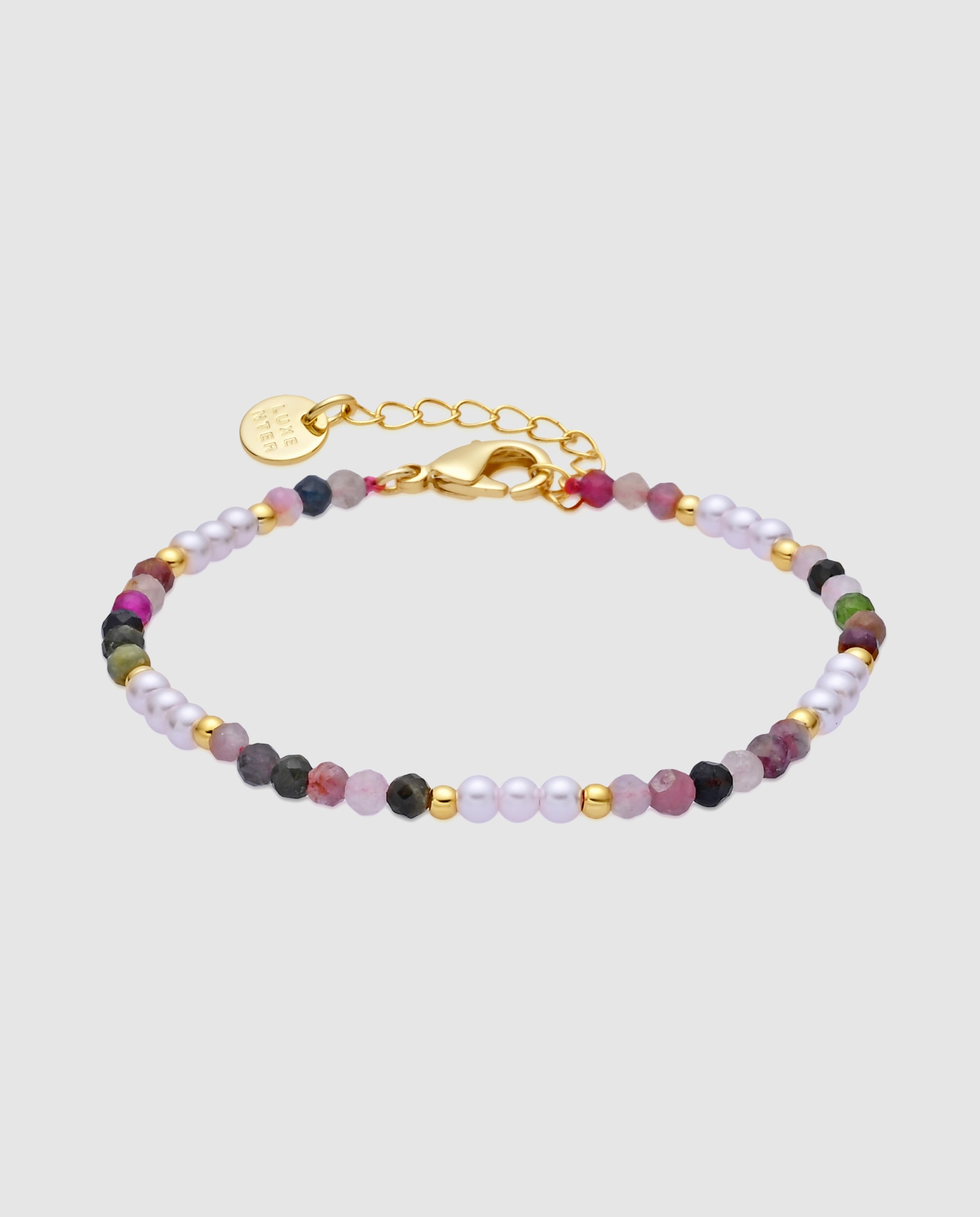 Pulsera de cadena áfrica acabada en oro amarillo de 18 quilates con turmalina multicolor - Luxenter - Oro Oro-1