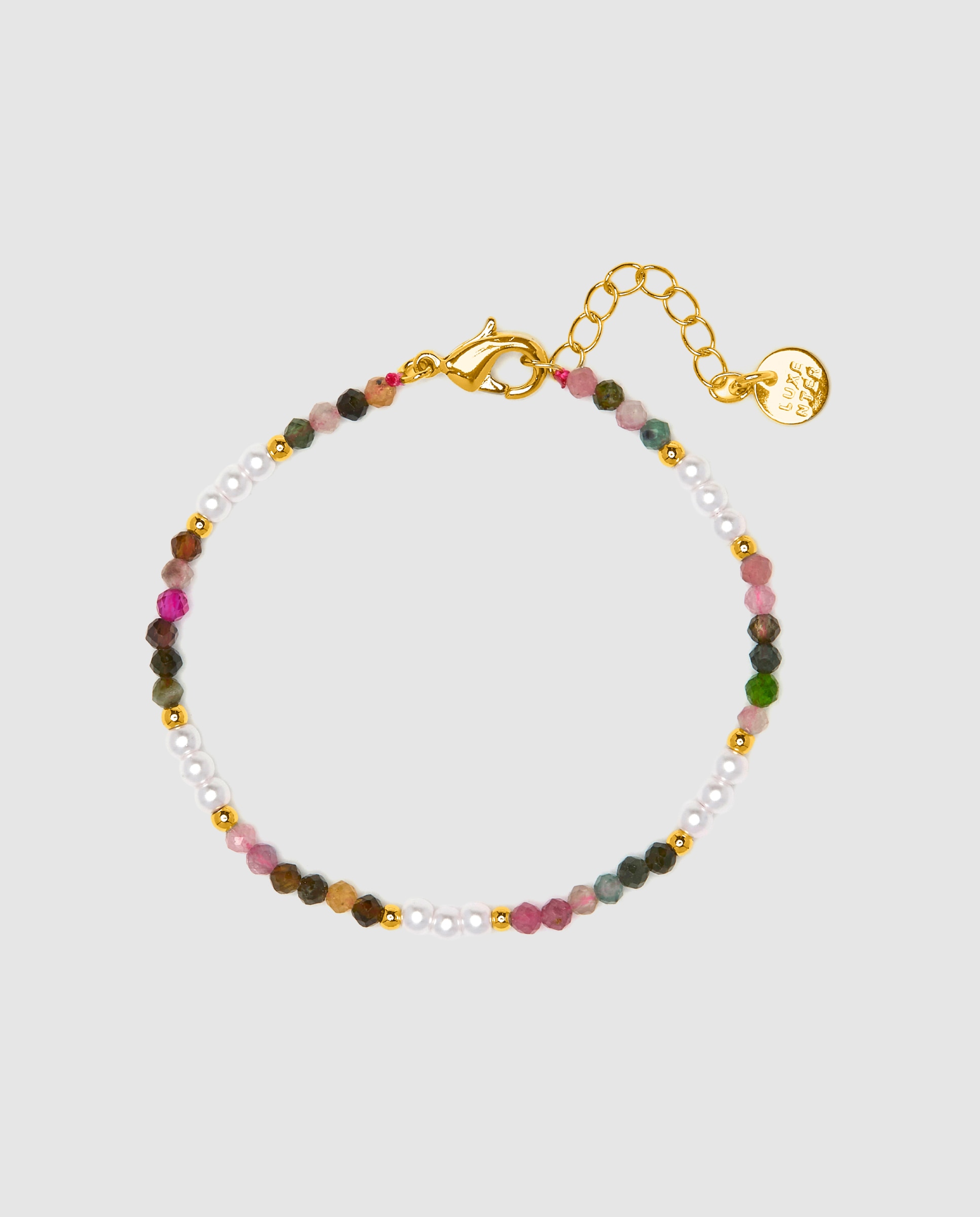 Pulsera de cadena áfrica acabada en oro amarillo de 18 quilates con turmalina multicolor - Luxenter - Oro Oro-3