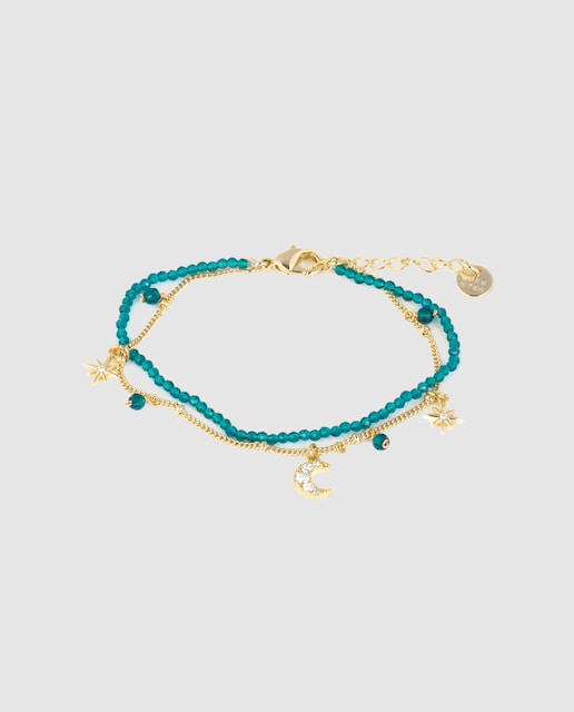 Imagen 0 de Pulsera África acabada en oro amarillo de 18k con cristal verde