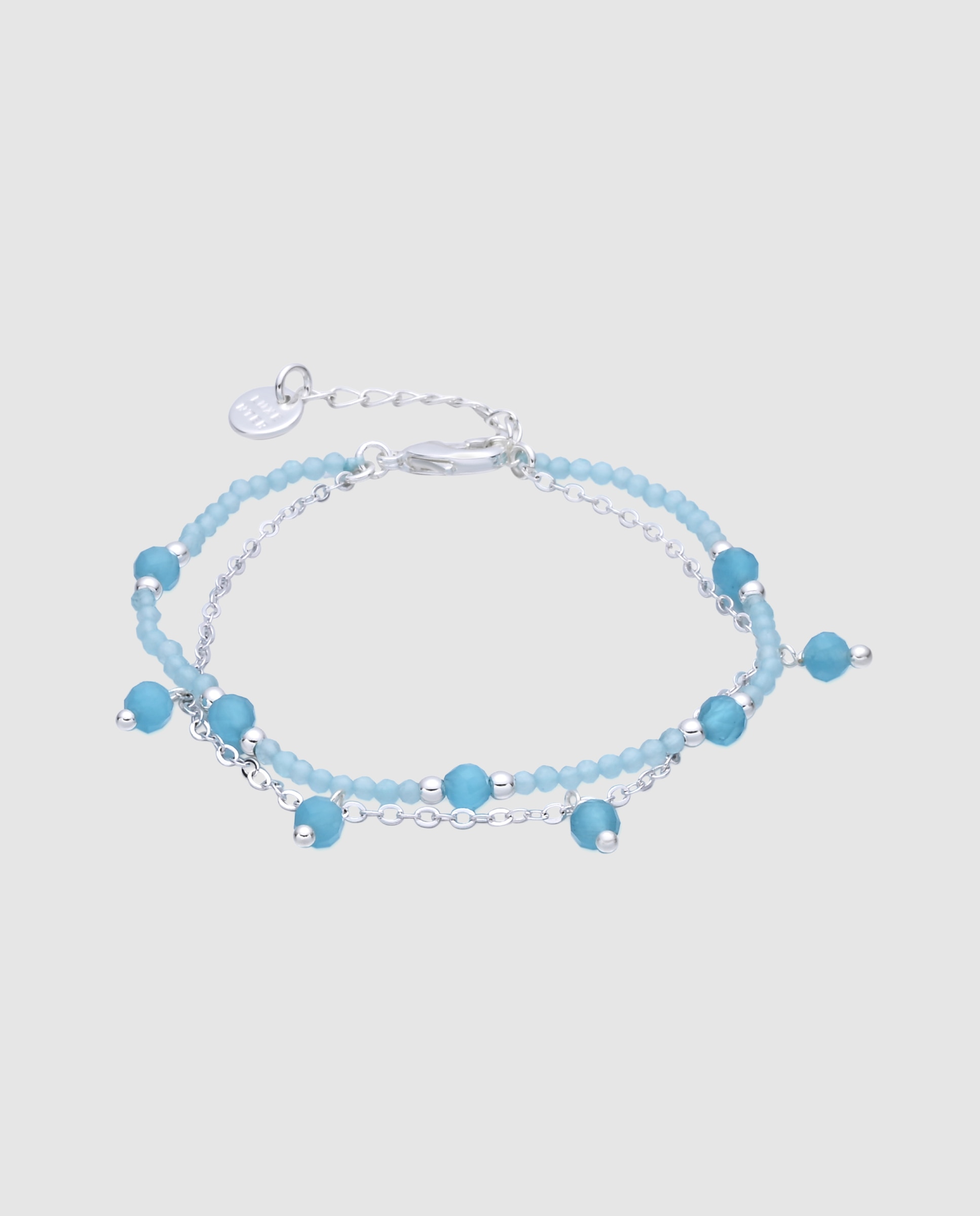 Pulsera de cadena áfrica acabada en rodio con cristal azul - Luxenter - Plata Plata-1