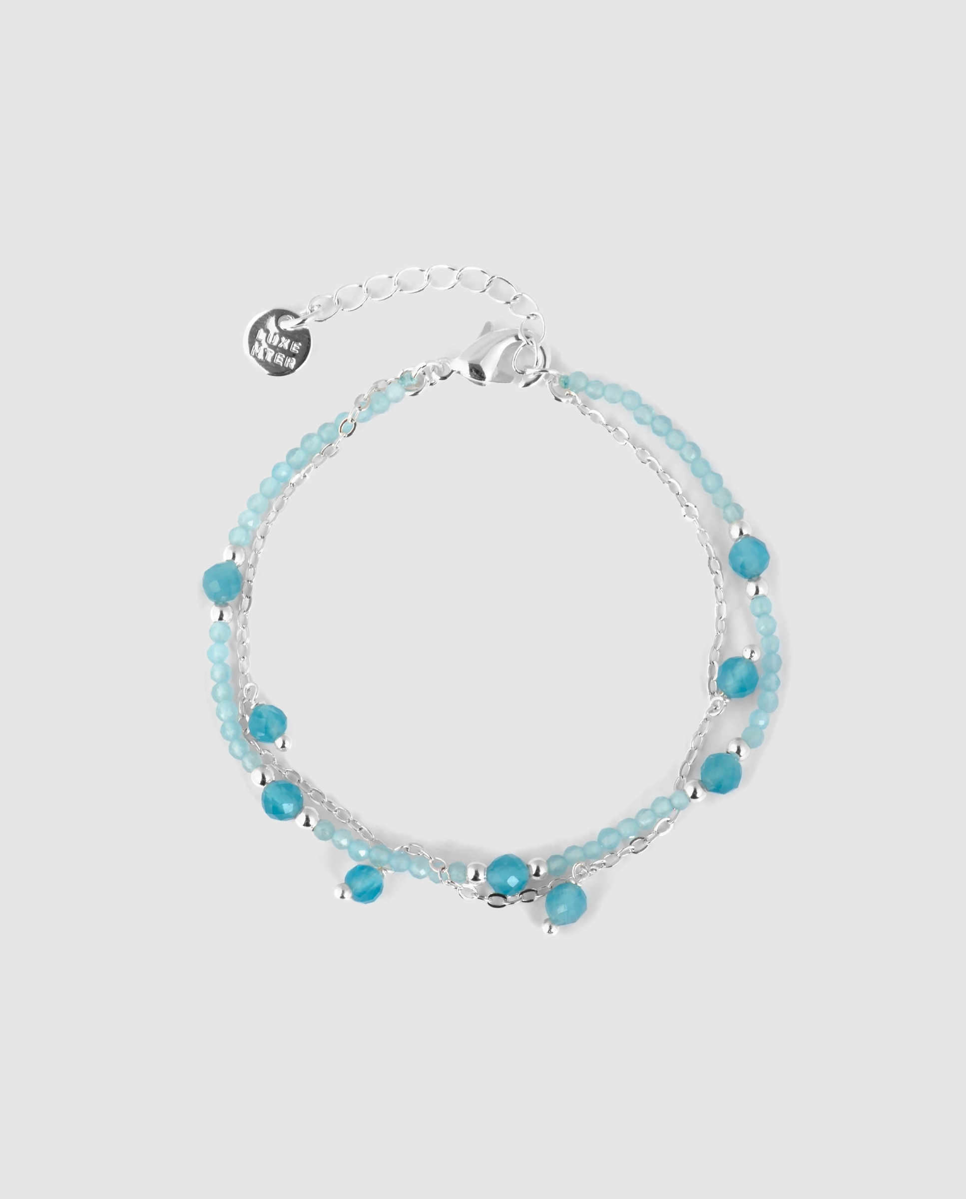 Pulsera de cadena áfrica acabada en rodio con cristal azul - Luxenter - Plata Plata-3