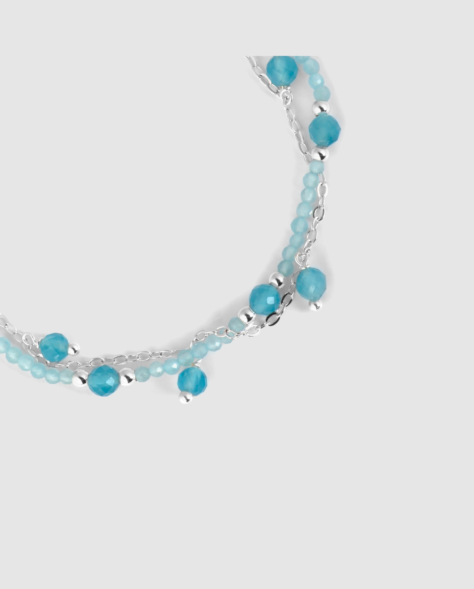 Pulsera de cadena áfrica acabada en rodio con cristal azul - Luxenter - Plata Plata-6