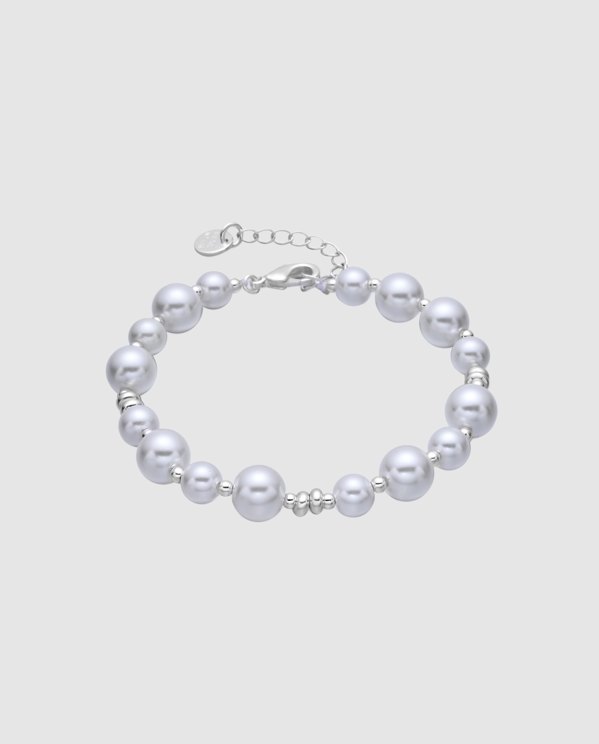 Pulsera de cadena áfrica acabada en rodio con perla blanca - Luxenter - Blanco Blanco-1