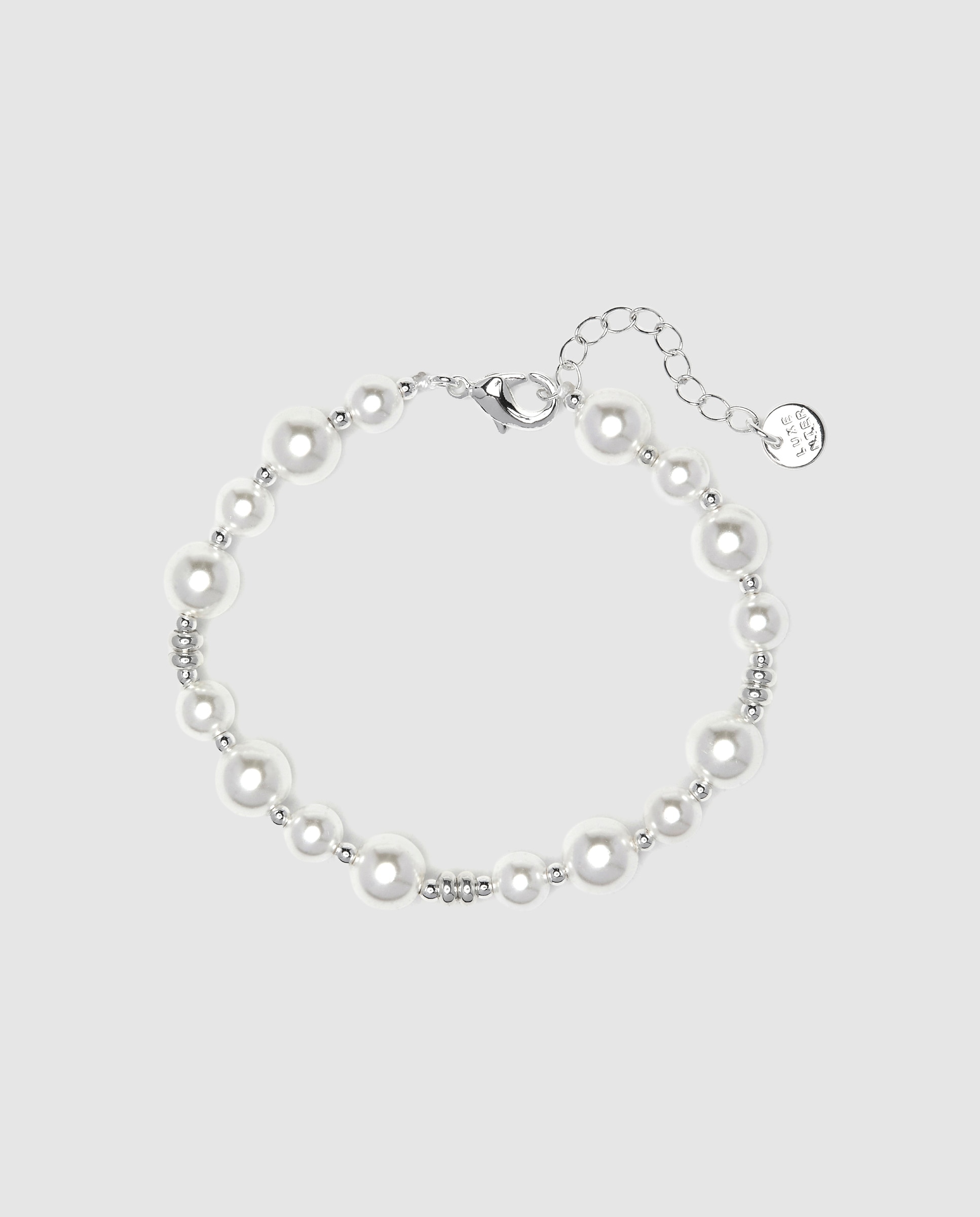 Pulsera de cadena áfrica acabada en rodio con perla blanca - Luxenter - Blanco Blanco-3