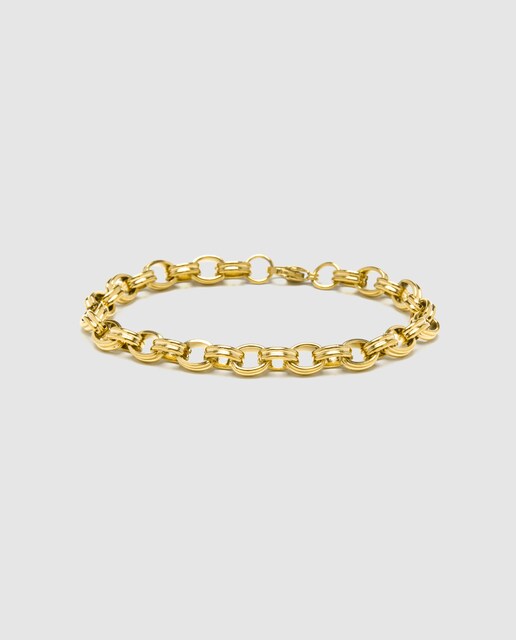 Imagen 0 de Pulsera África de acero acabada en oro amarillo de 18k