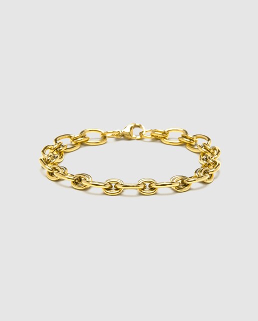 Imagen 0 de Pulsera África de acero acabada en oro amarillo de 18k