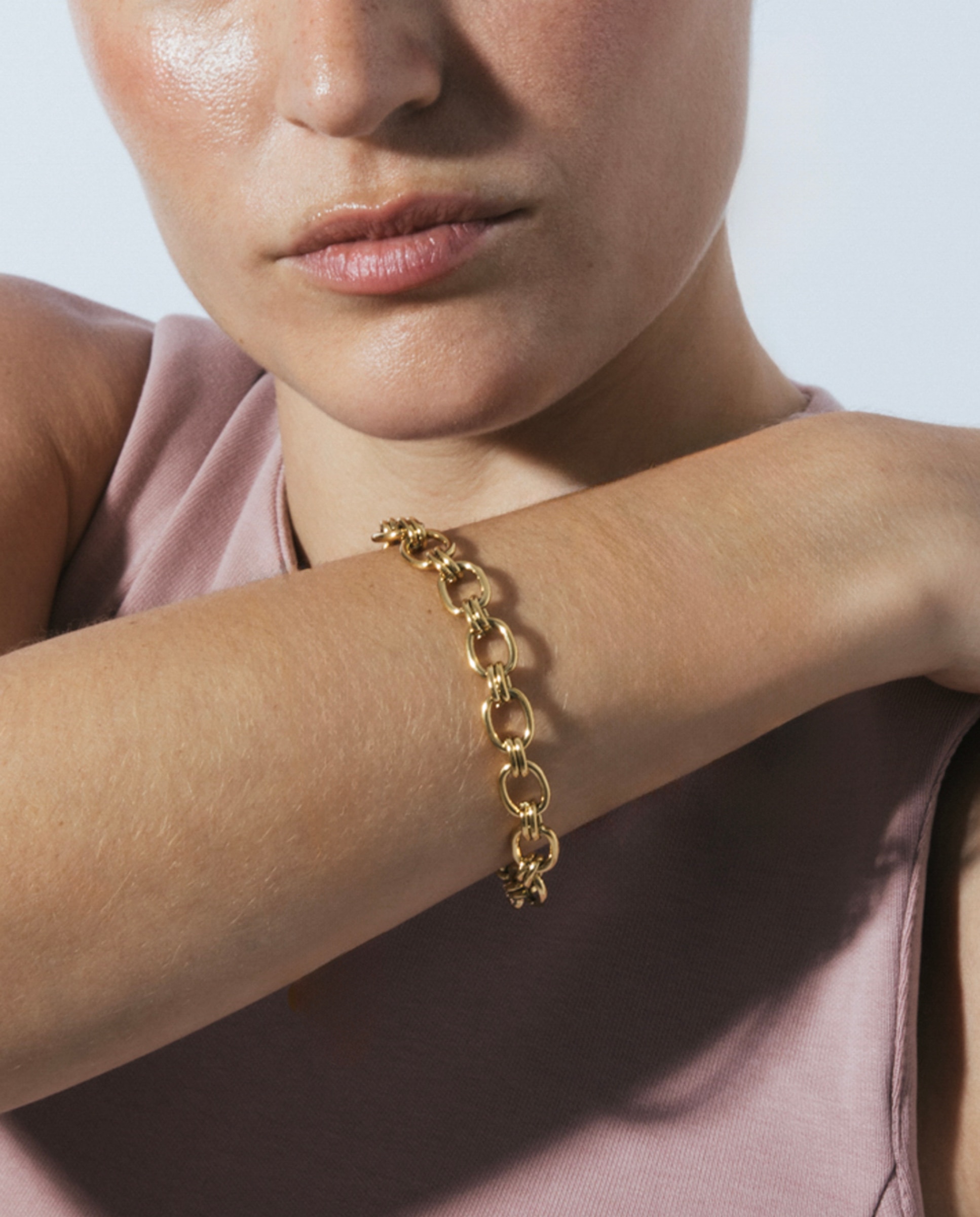 Pulsera de cadena áfrica de acero acabada en oro amarillo de 18 quilates - Luxenter - Oro Oro-4