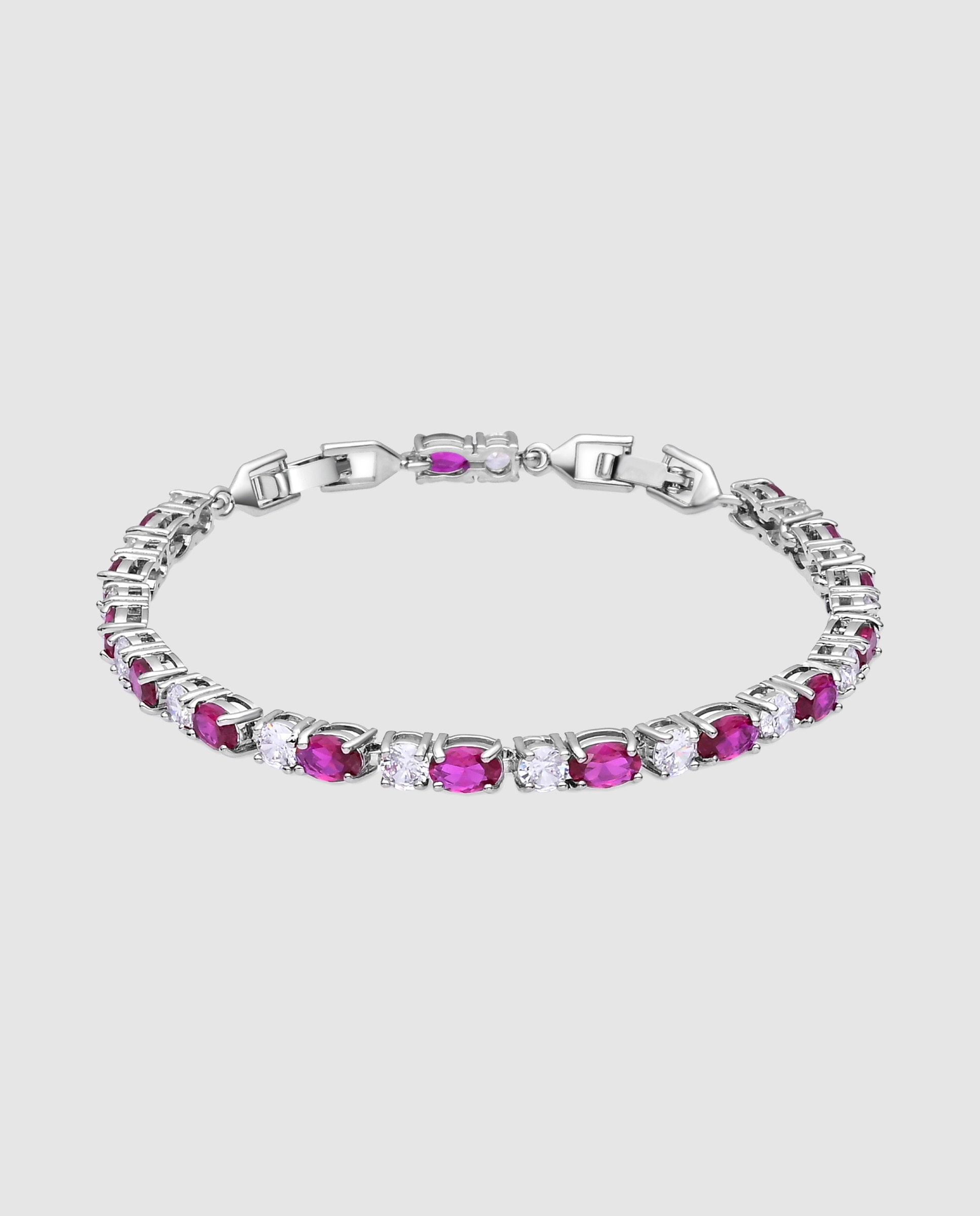 Pulsera riviere áfrica acabada en rodio con circonita rubí - Luxenter - Rojo Rojo-1