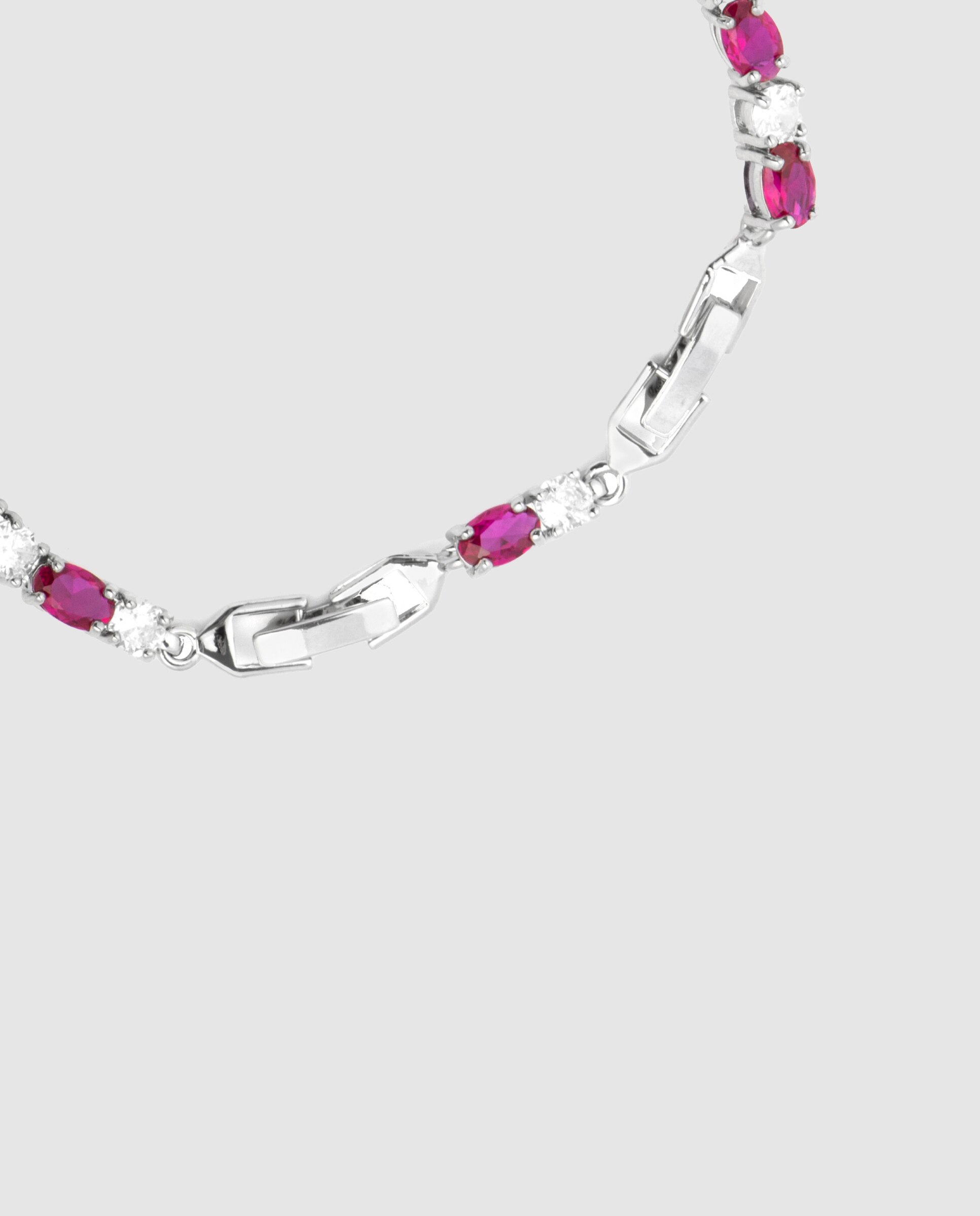 Pulsera riviere áfrica acabada en rodio con circonita rubí - Luxenter - Rojo Rojo-7