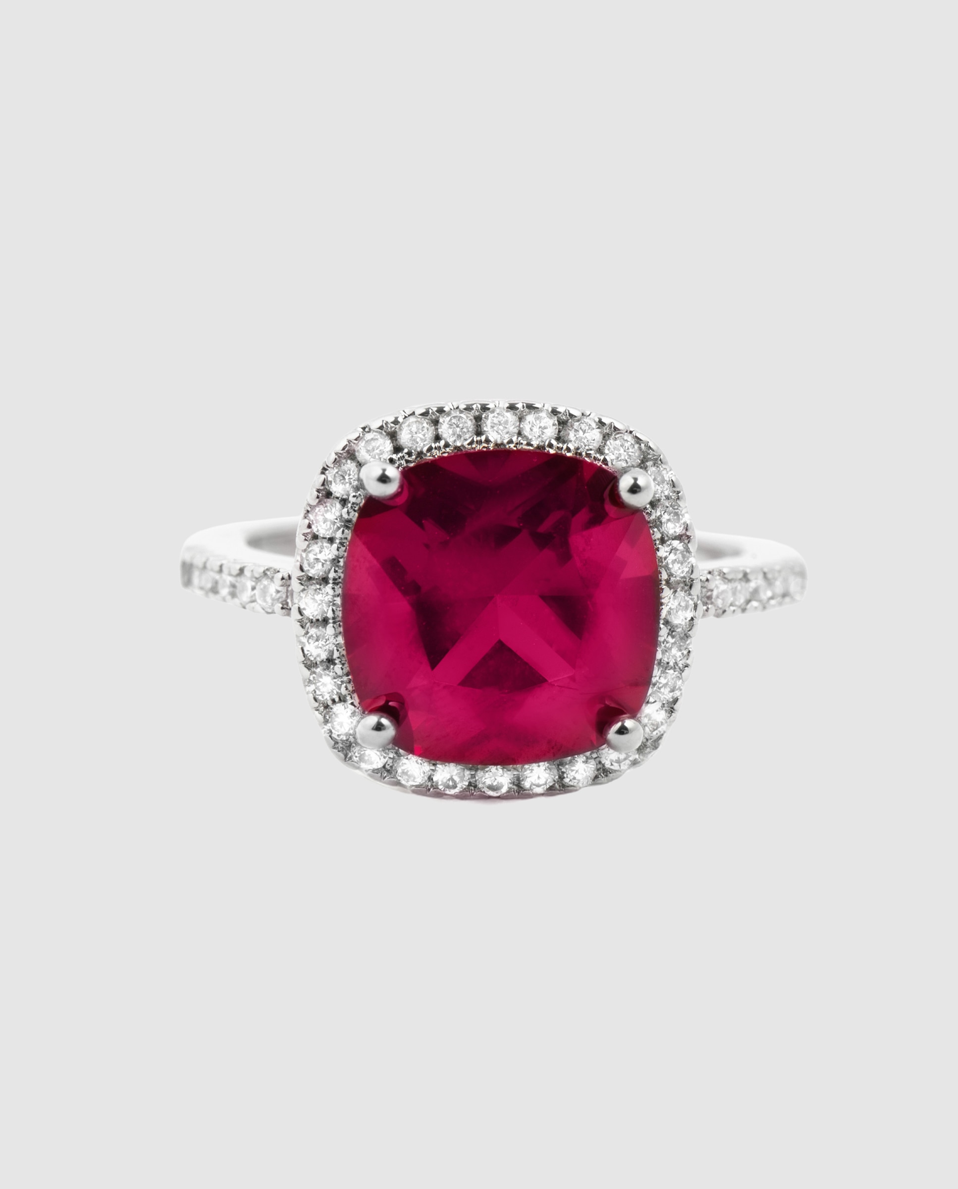Anillo áfrica acabado en rodio con circonita rubí - Luxenter - Rojo Rojo-6