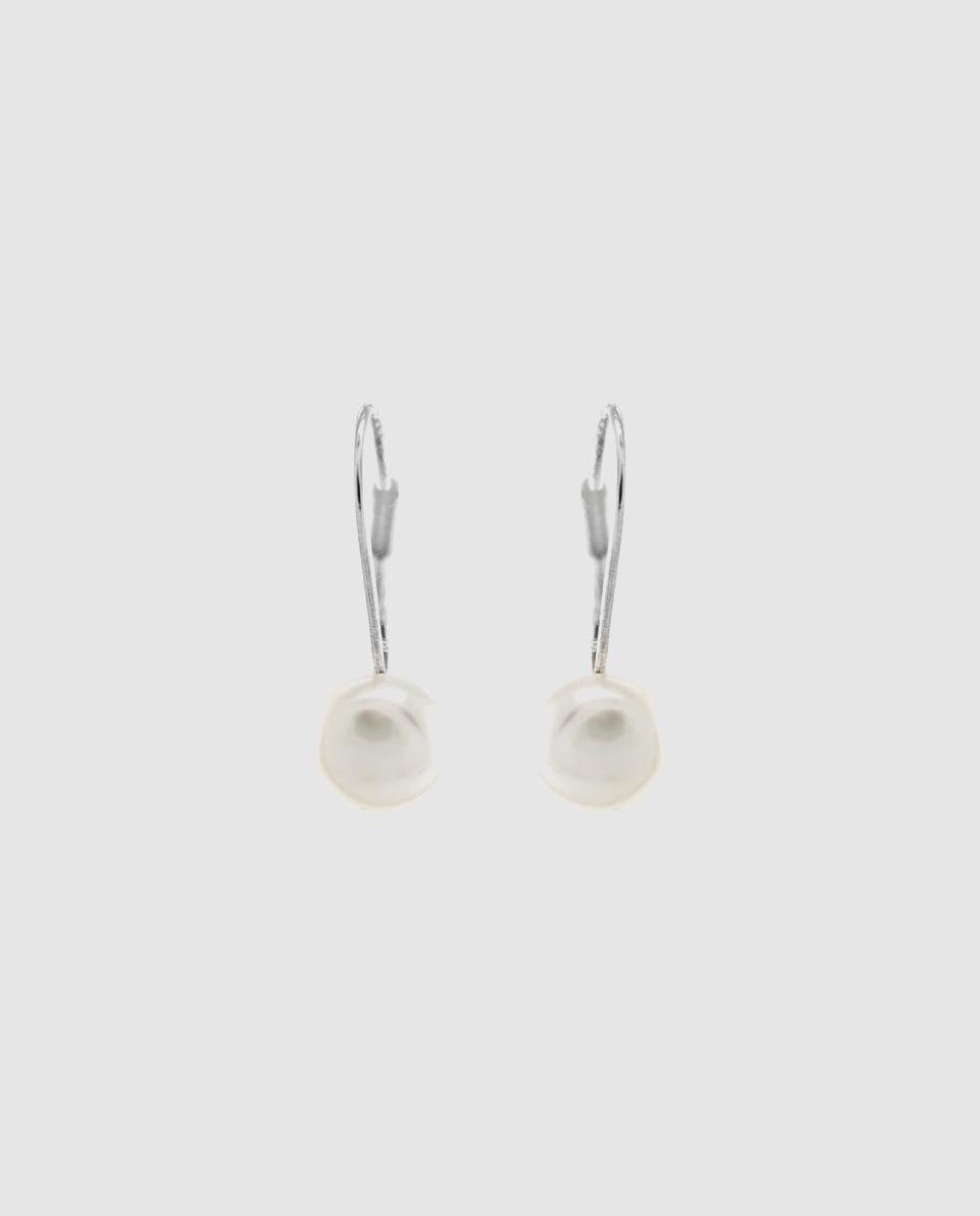 Pendientes essential de plata de ley 925 acabados en rodio con perla blanca - Luxenter - Blanco Blanco-1