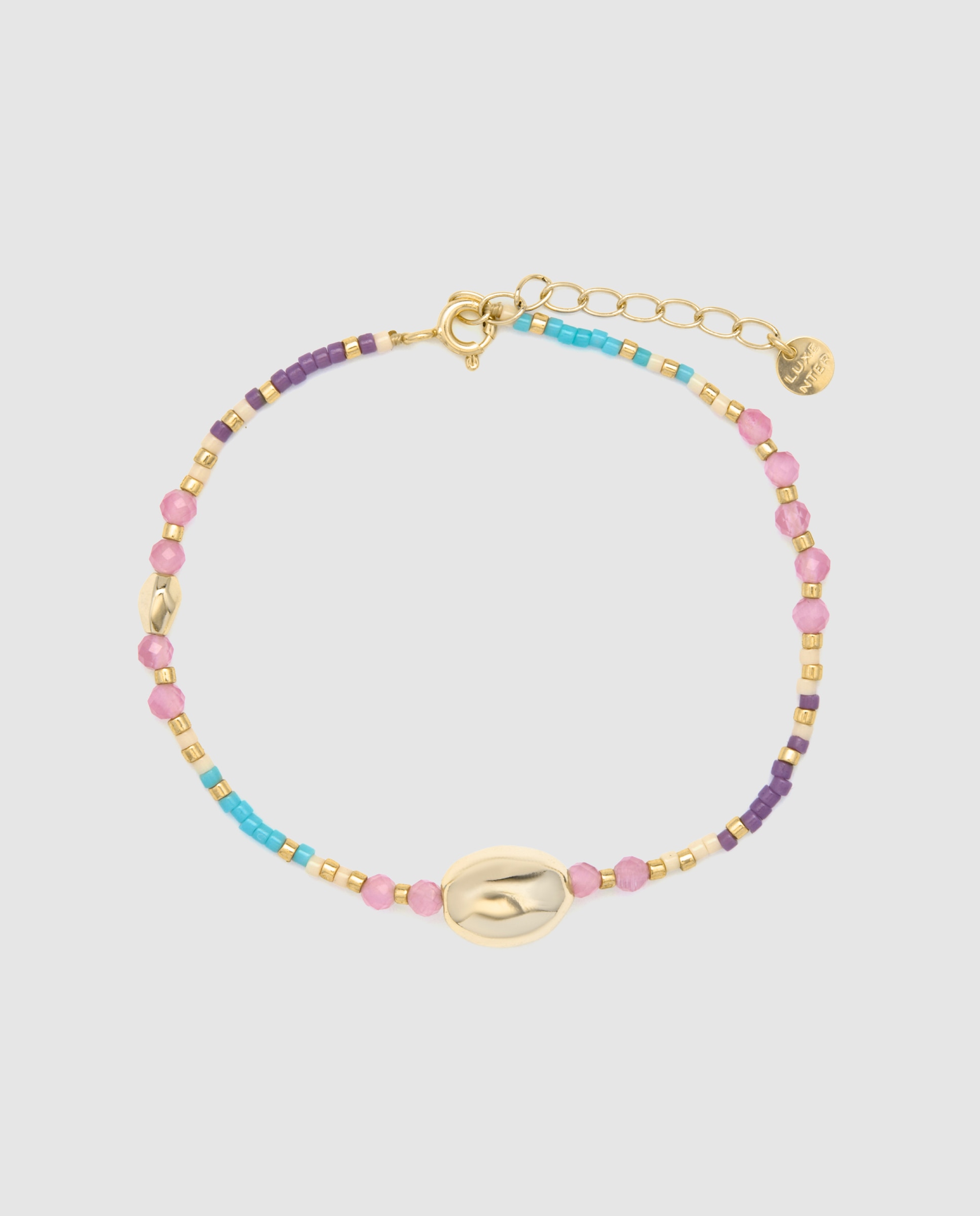 Pulsera de cadena pide un deseo acabada en oro amarillo de 18 quilates con cristal multicolor - Luxenter - Oro Oro-3