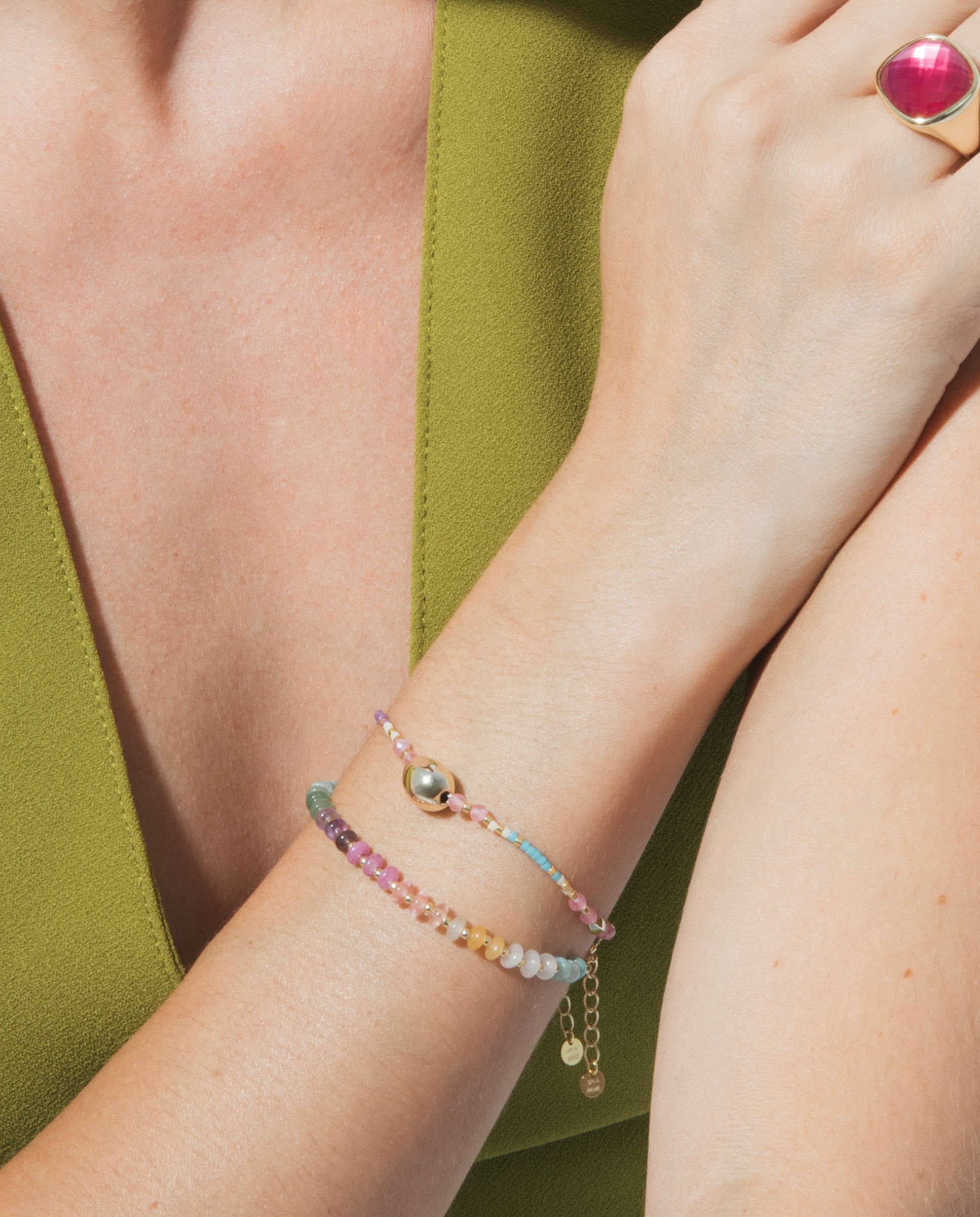 Pulsera de cadena pide un deseo acabada en oro amarillo de 18 quilates con cristal multicolor - Luxenter - Oro Oro-4
