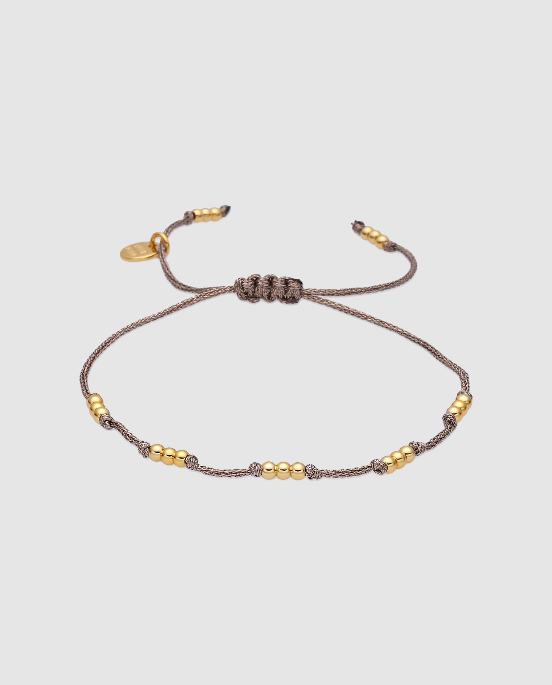 Pulsera de cordón e hilo áfrica acabada en oro amarillo de 18 quilates con algodón - Luxenter - Champagne Champagne-1