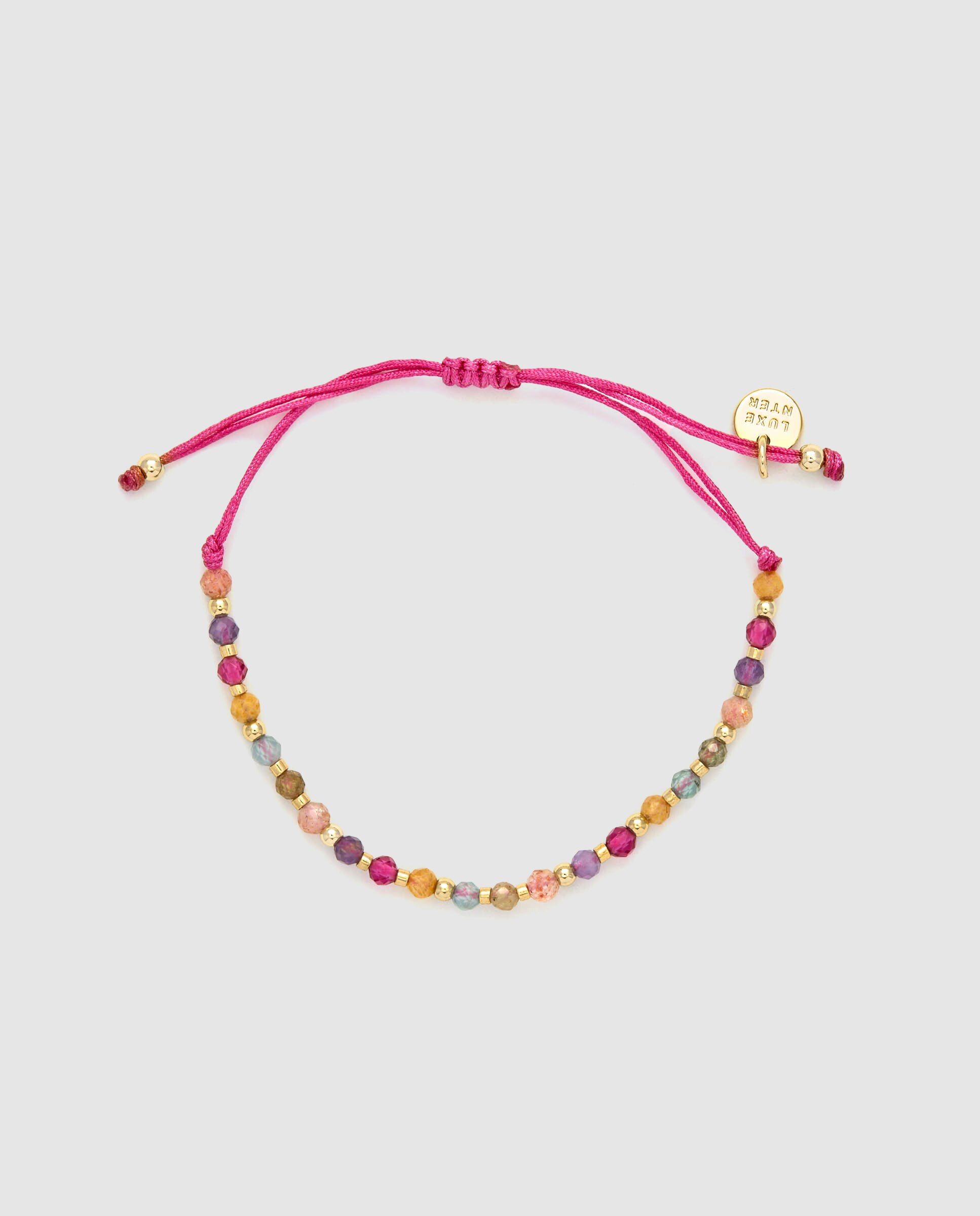Pulsera de cordón áfrica acabada en oro amarillo de 18 quilates con cristal multicolor - Luxenter - Oro Oro-2