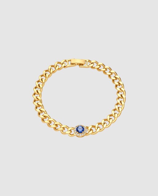 Imagen 0 de Pulsera África acabado en oro de 18 quilates con Circonita Zafiro