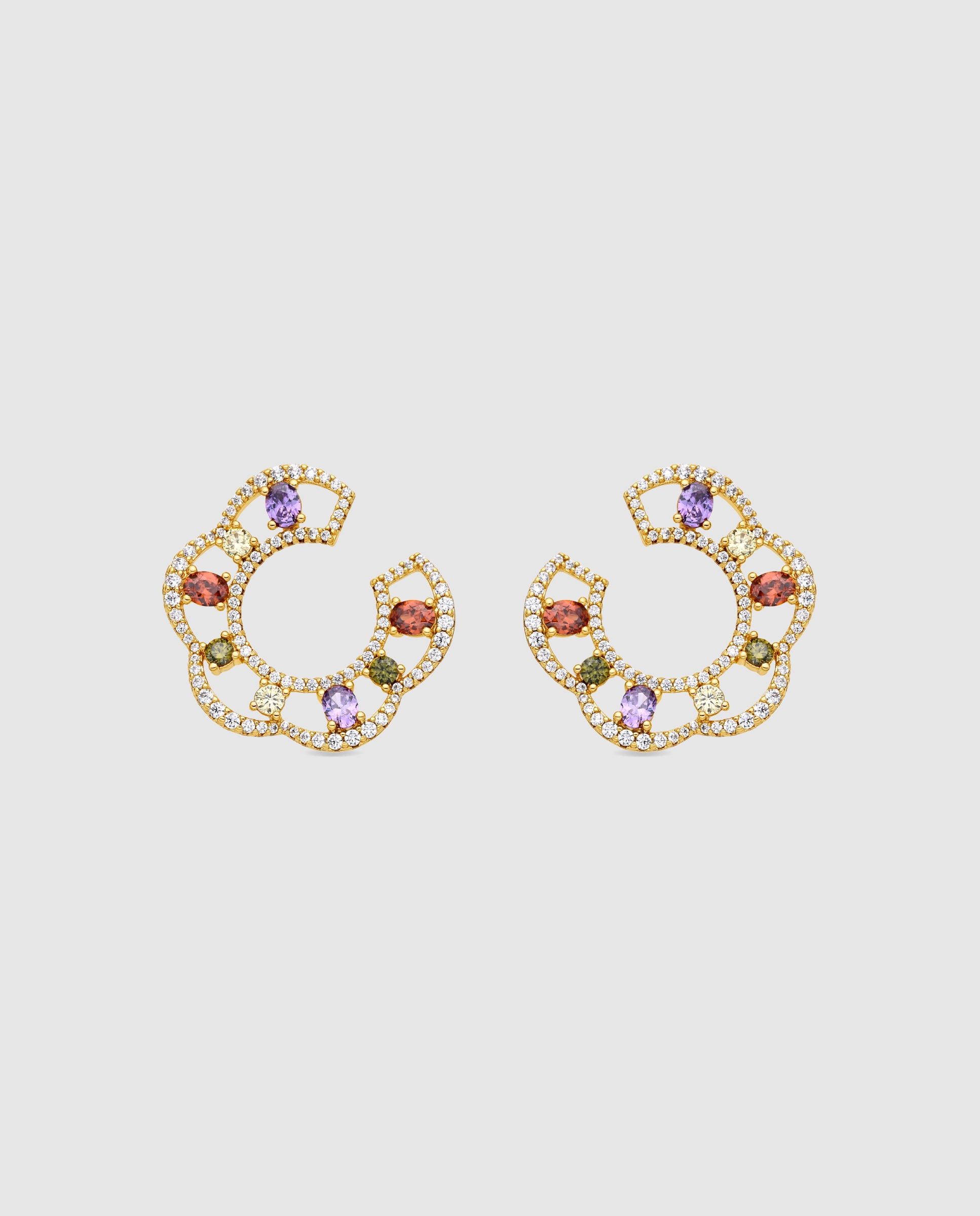 Pendientes áfrica acabados en de 18 quilates con circonita multicolor - Luxenter - Oro Oro-1
