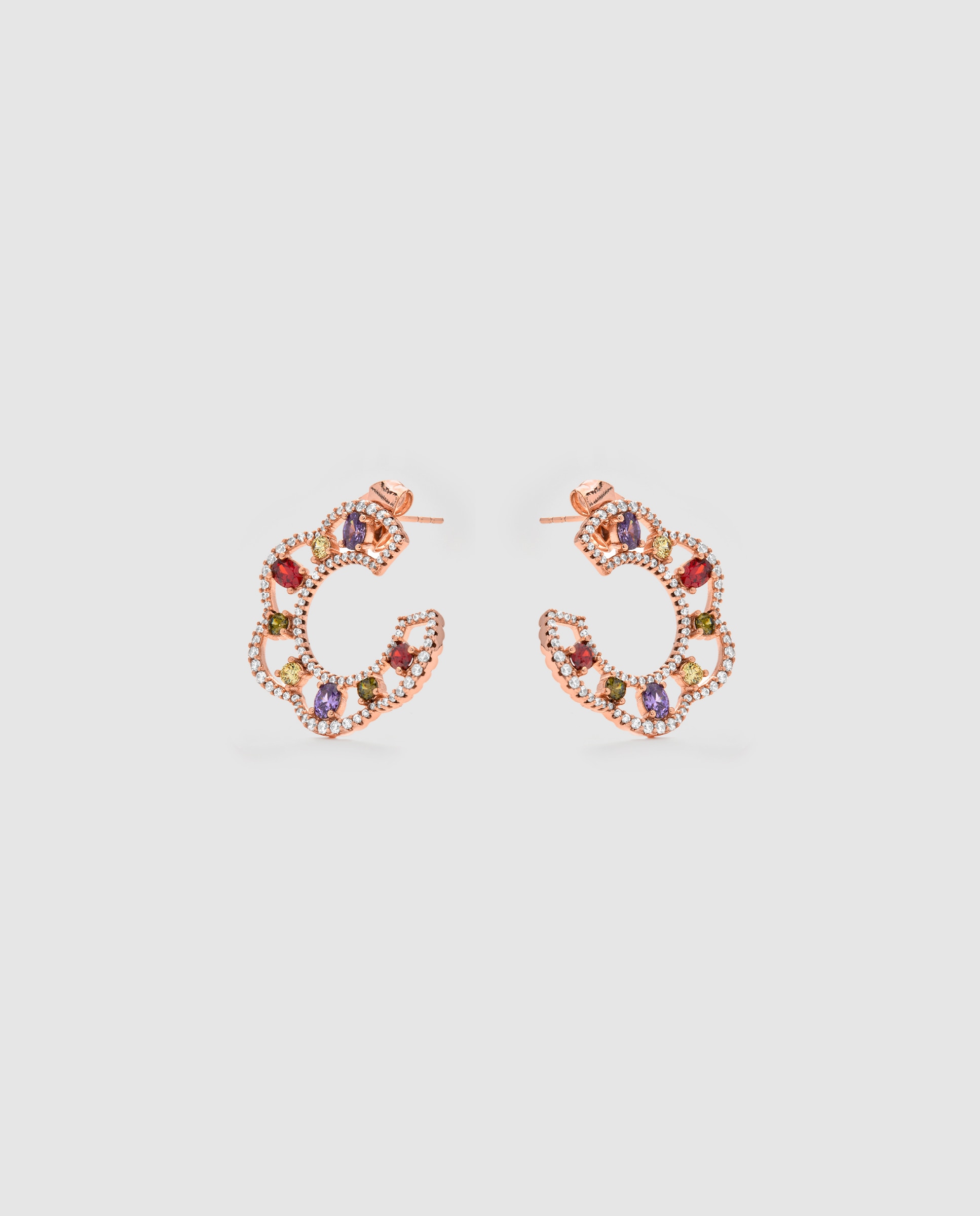 Pendientes áfrica acabados en de 18 quilates con circonita multicolor - Luxenter - Oro Oro-3