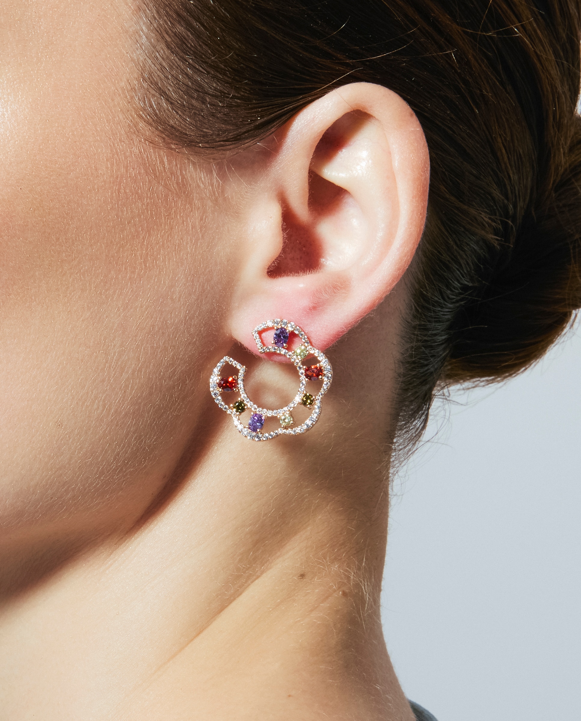 Pendientes áfrica acabados en de 18 quilates con circonita multicolor - Luxenter - Oro Oro-4