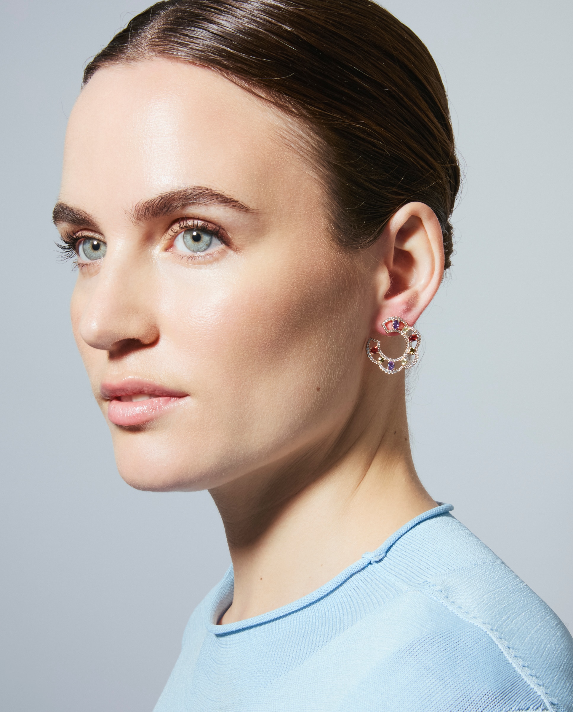 Pendientes áfrica acabados en de 18 quilates con circonita multicolor - Luxenter - Oro Oro-5