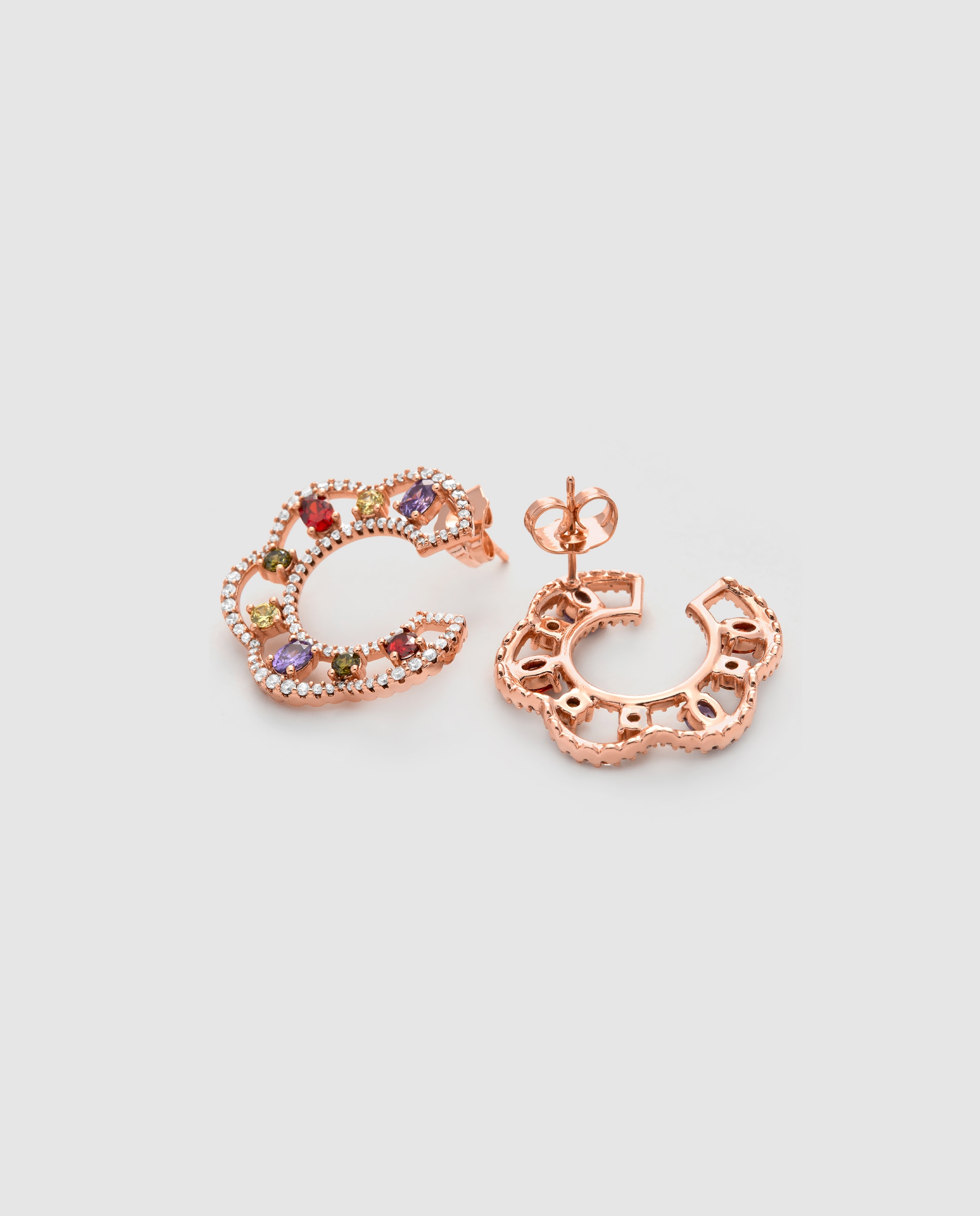 Pendientes áfrica acabados en de 18 quilates con circonita multicolor - Luxenter - Oro Oro-6
