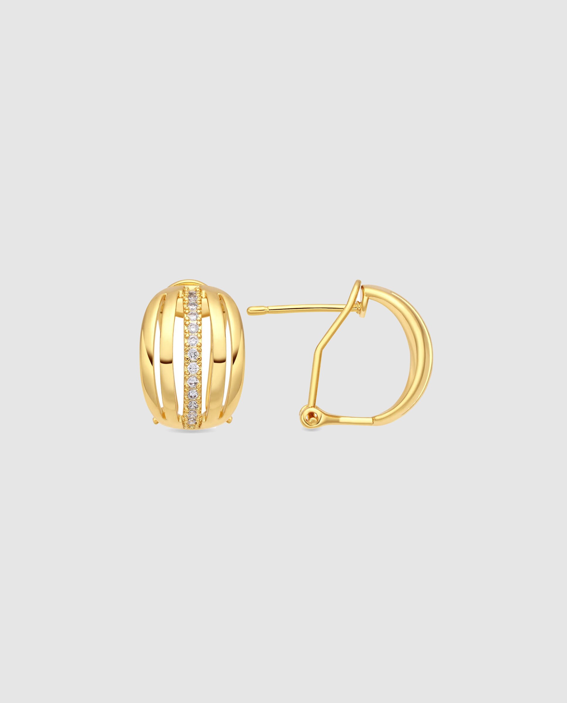 Pendientes basic con circonita brillante acabados en oro amarillo de 18k - Luxenter - Dorado Dorado-1