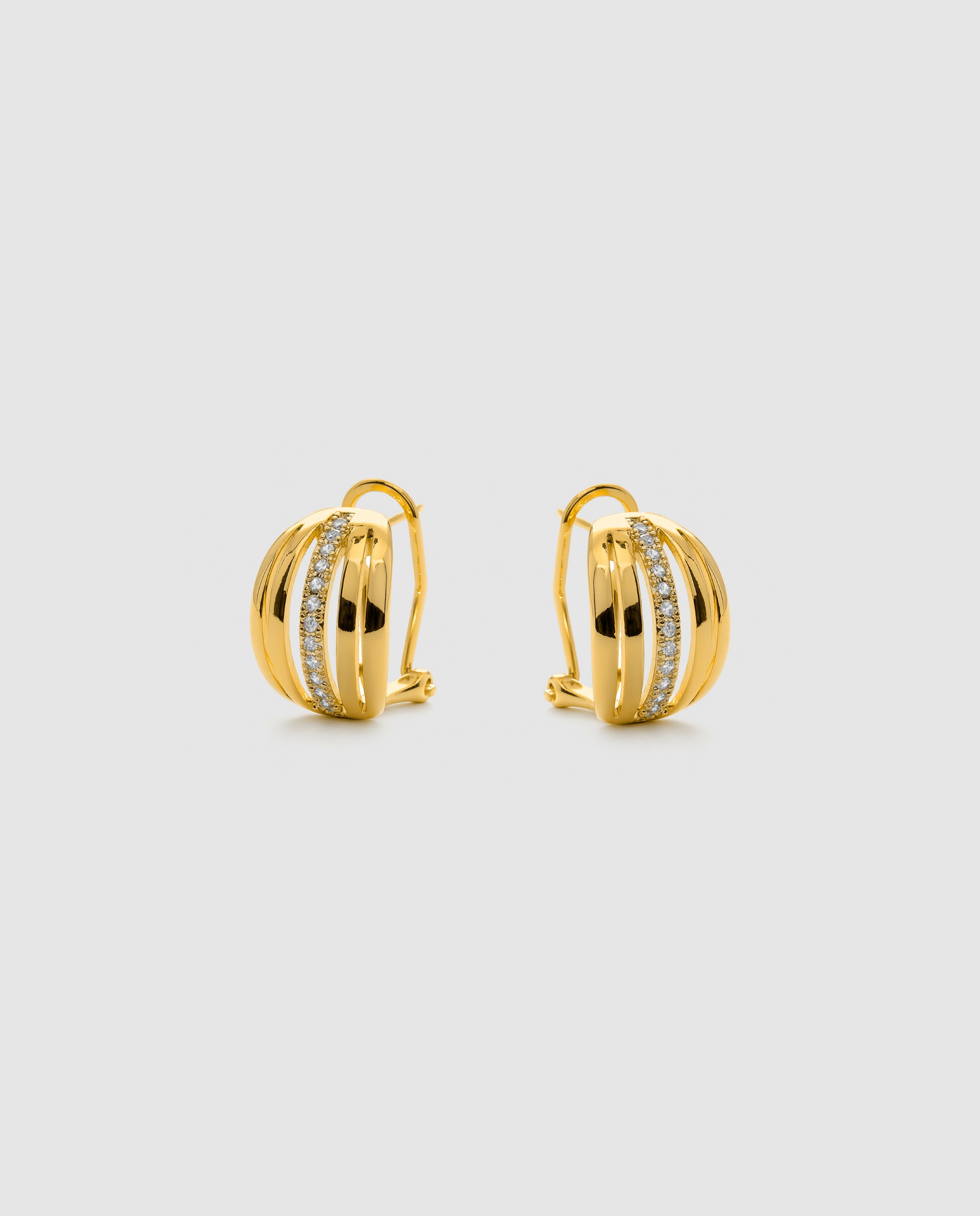 Pendientes basic con circonita brillante acabados en oro amarillo de 18k - Luxenter - Dorado Dorado-2