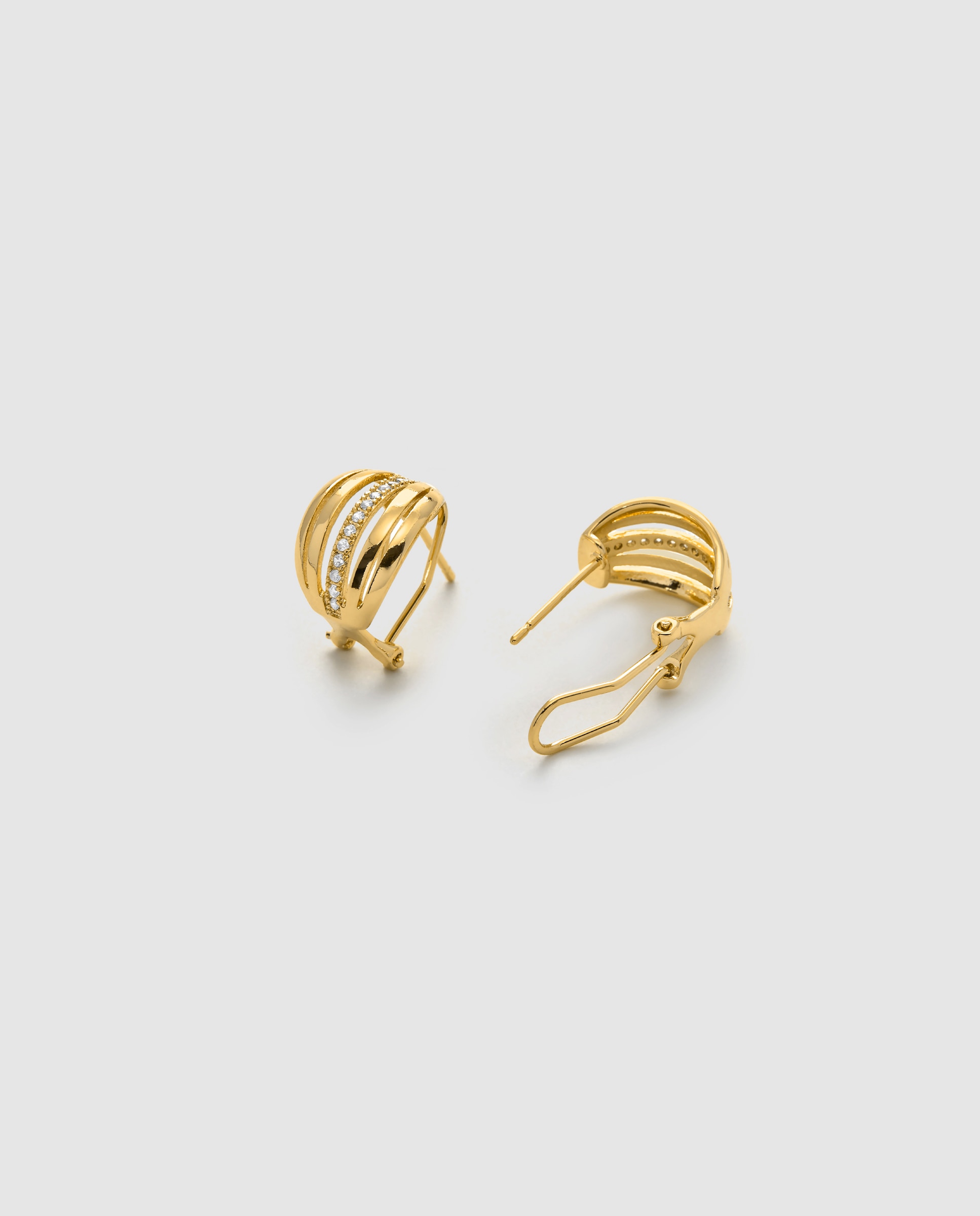 Pendientes basic con circonita brillante acabados en oro amarillo de 18k - Luxenter - Dorado Dorado-3