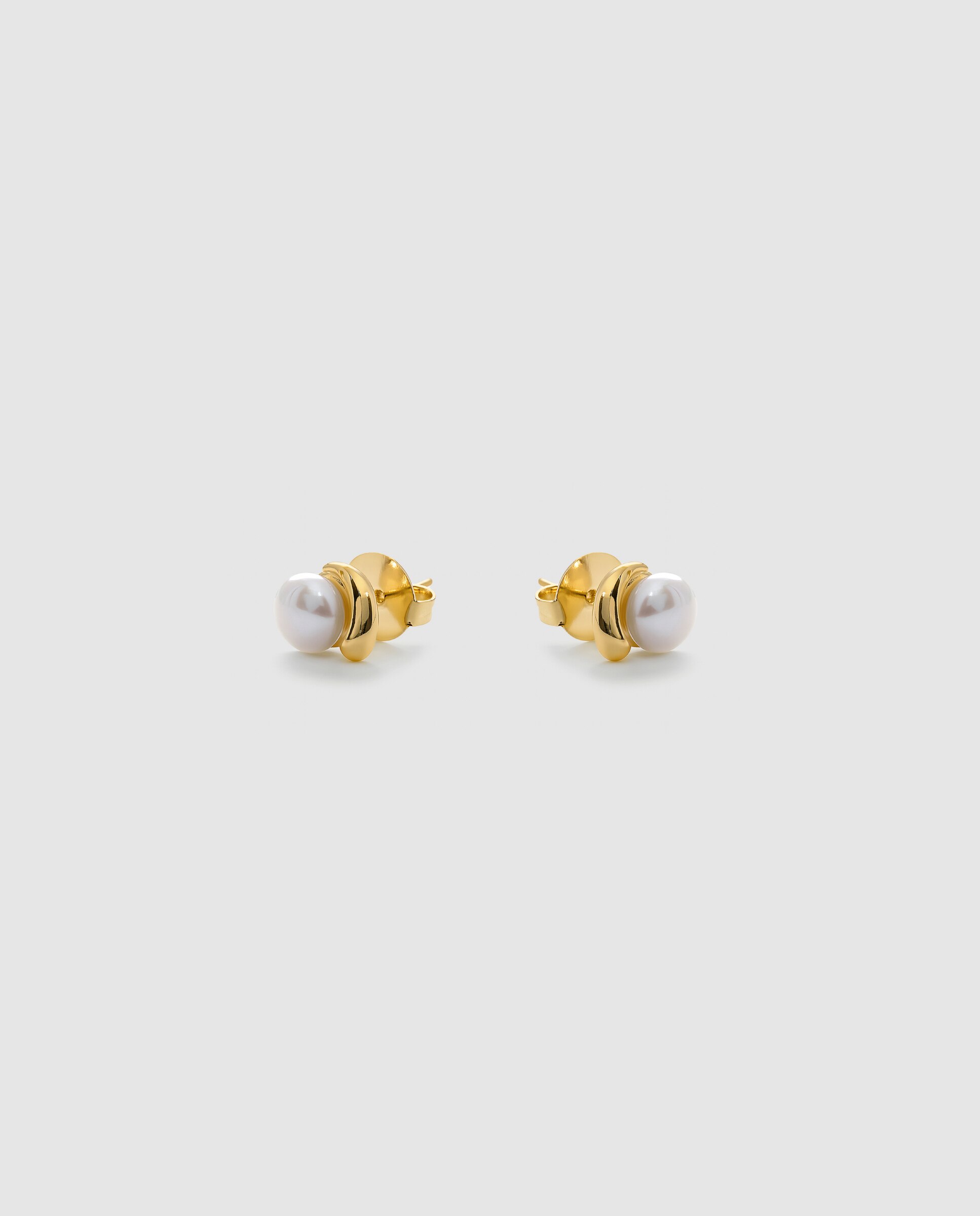 Pendientes basic con perla blanca acabados en oro amarillo de 18k - Luxenter - Dorado Dorado-2