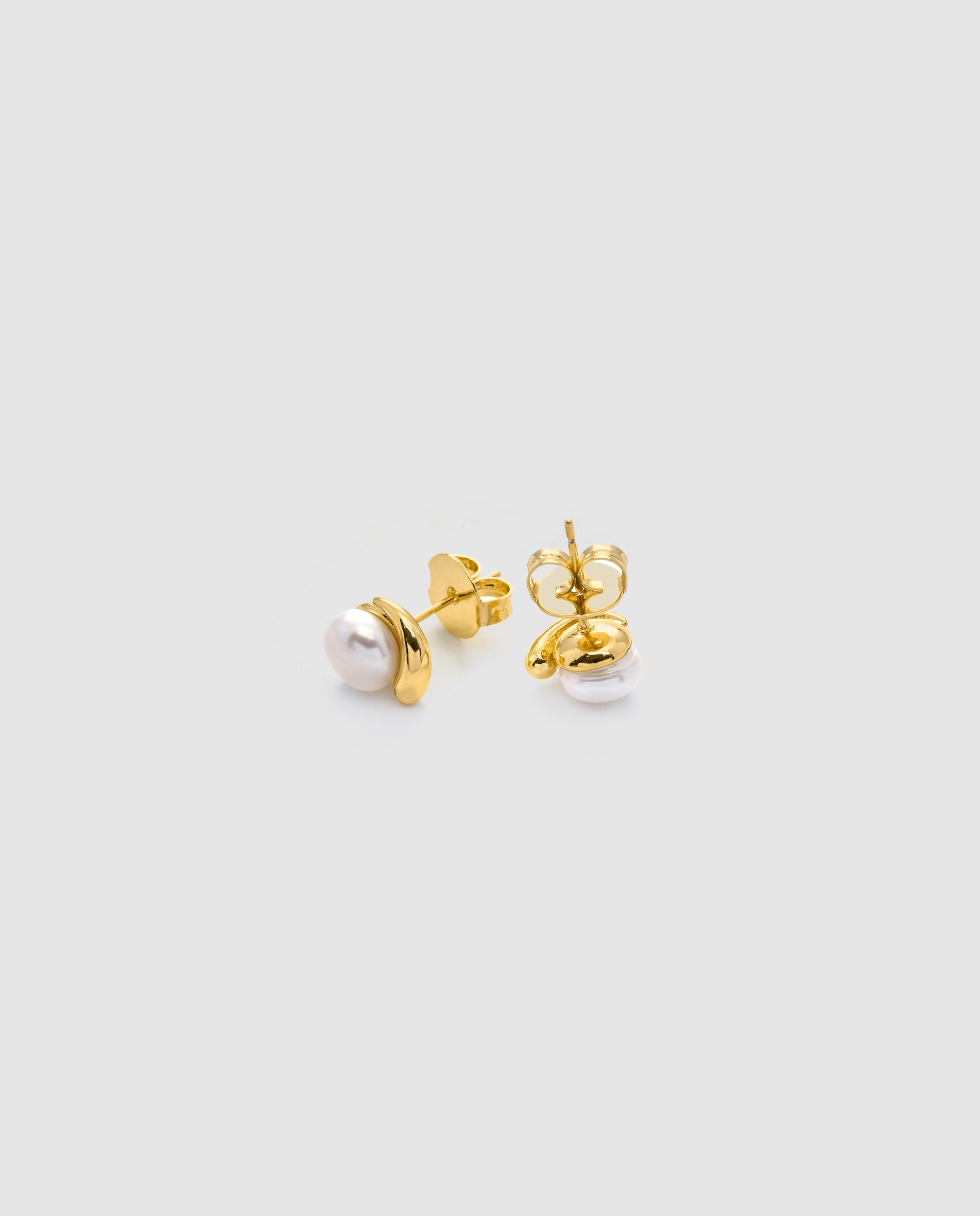 Pendientes basic con perla blanca acabados en oro amarillo de 18k - Luxenter - Dorado Dorado-3