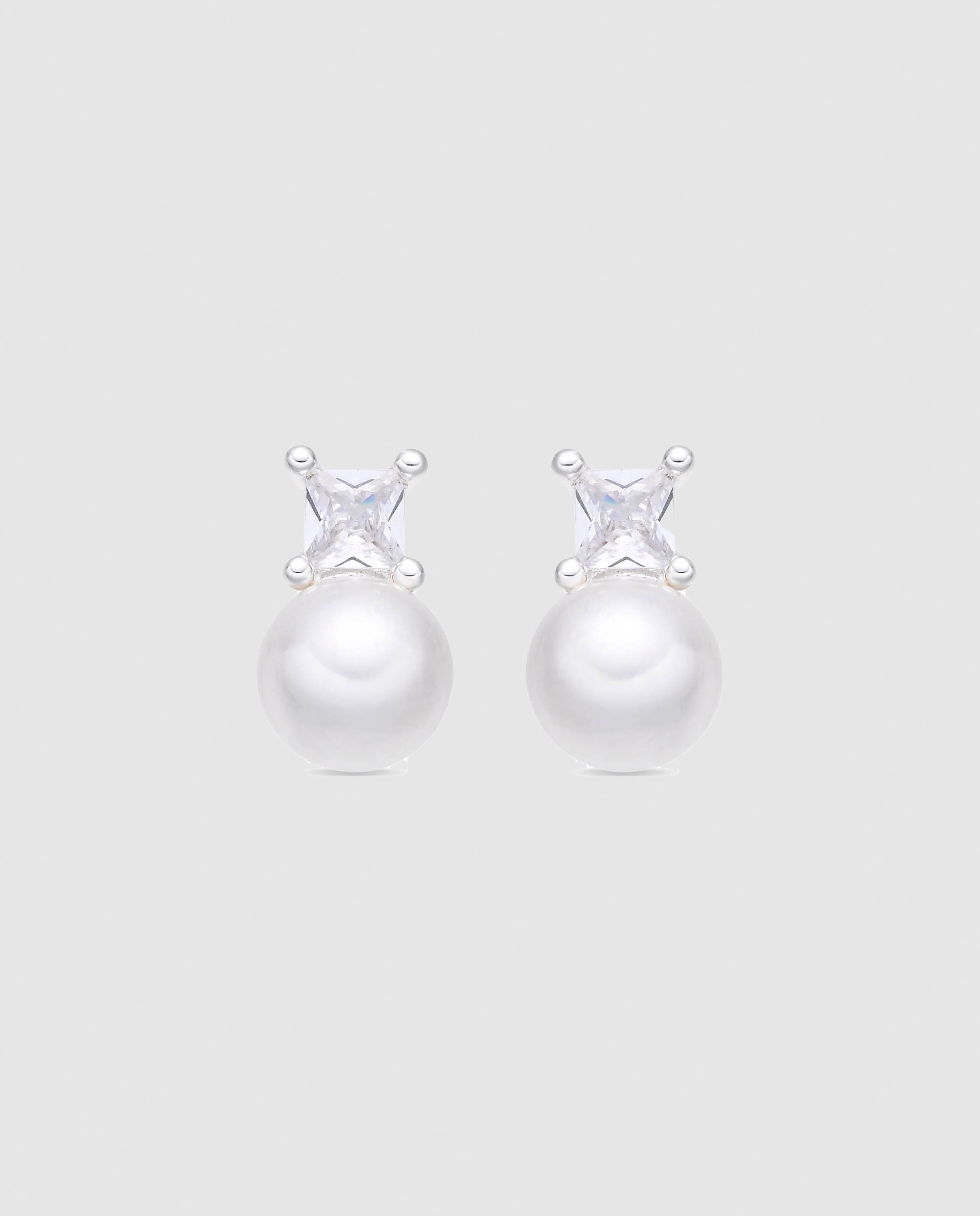 Pendientes basic con perla blanca acabados en rodio - Luxenter - Dorado Dorado-1
