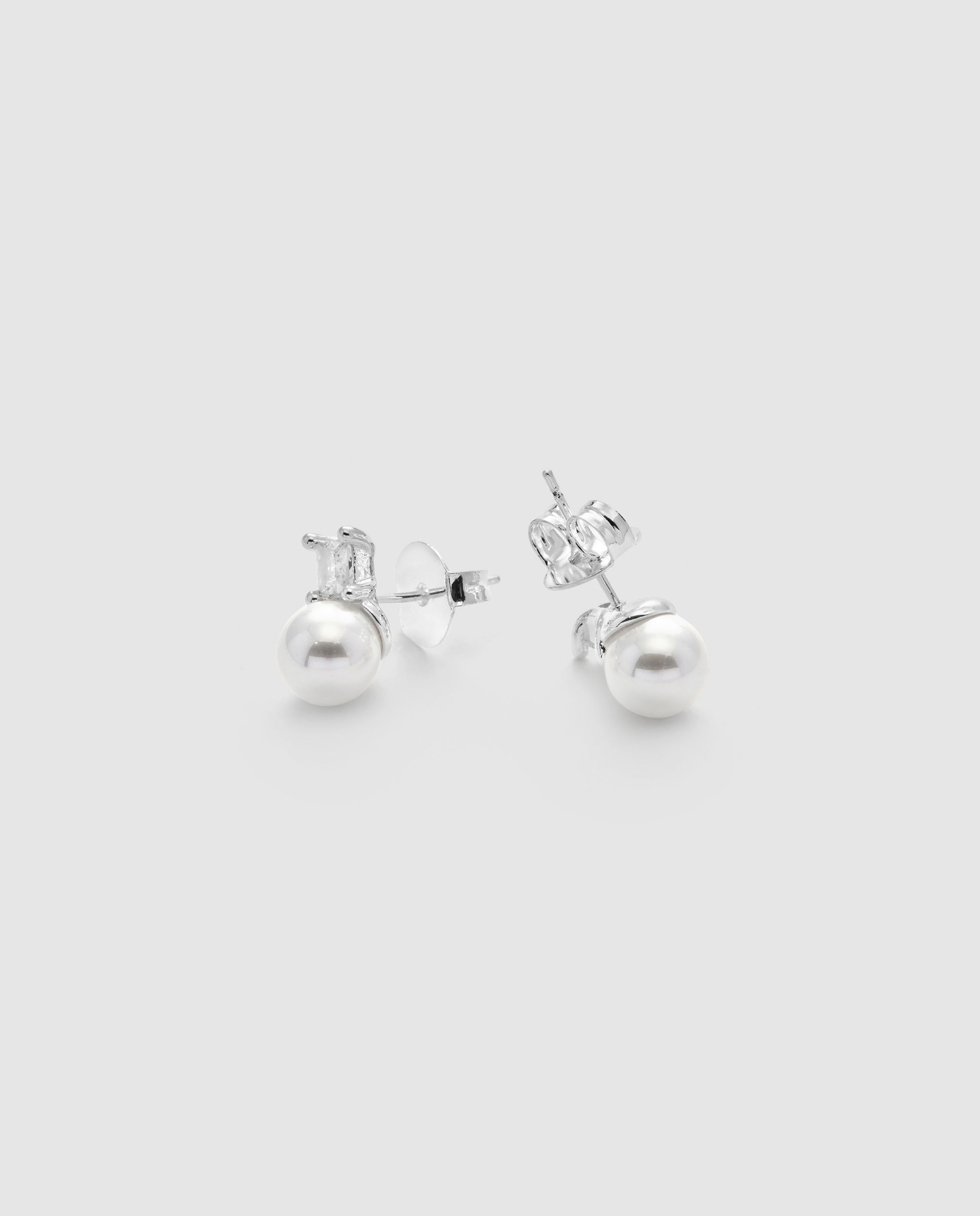 Pendientes basic con perla blanca acabados en rodio - Luxenter - Dorado Dorado-3