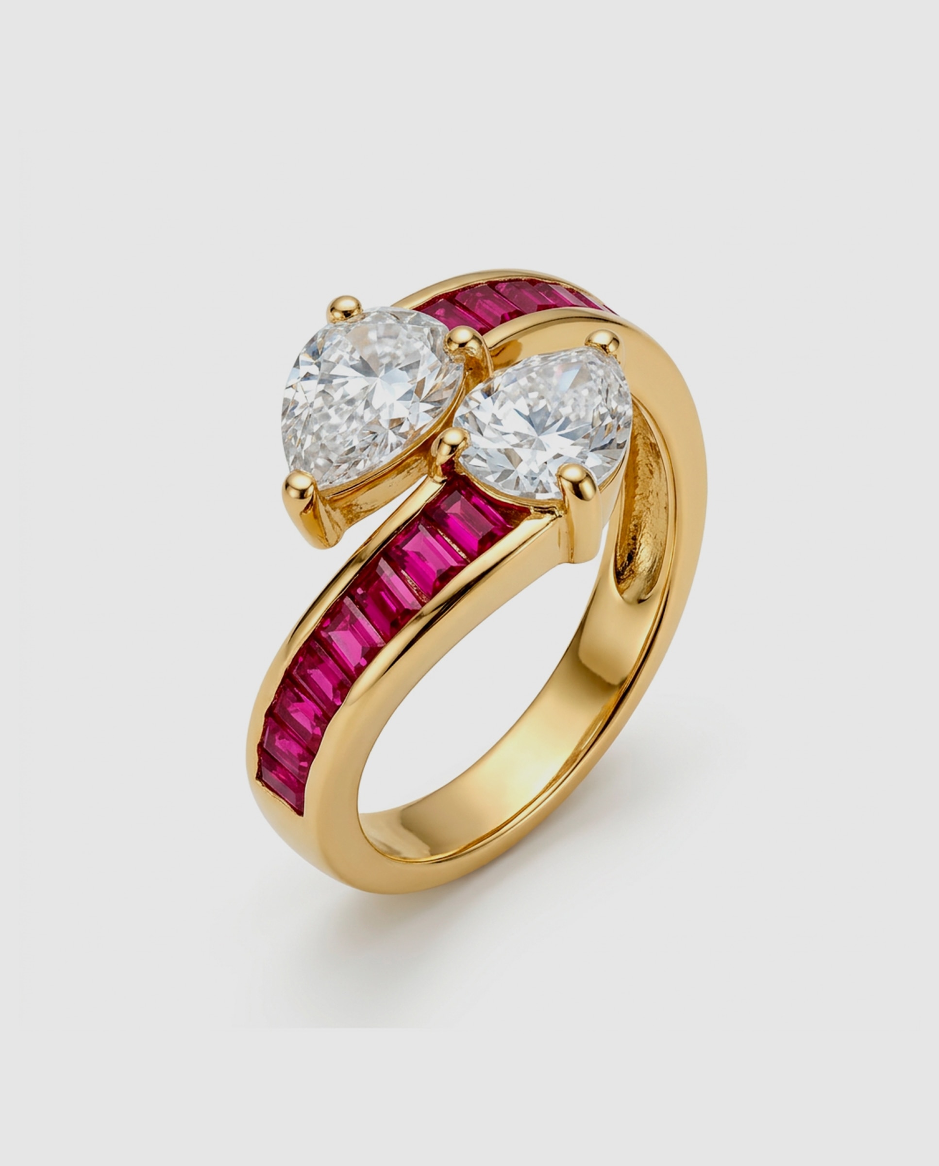 Anillo áfrica acabado en oro amarillo de 18 quilates con circonita rubí - Luxenter - Rojo Rojo-1