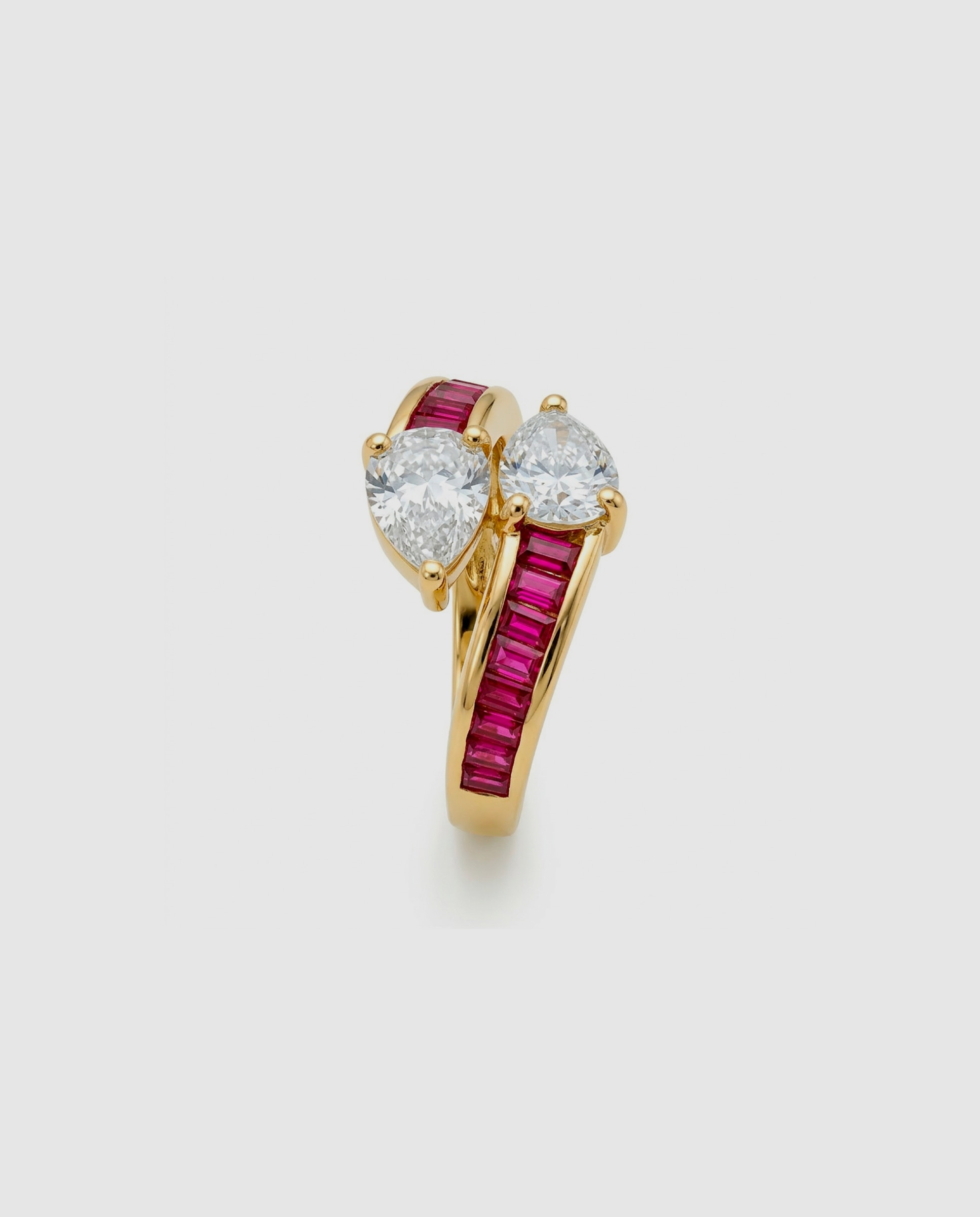 Anillo áfrica acabado en oro amarillo de 18 quilates con circonita rubí - Luxenter - Rojo Rojo-2