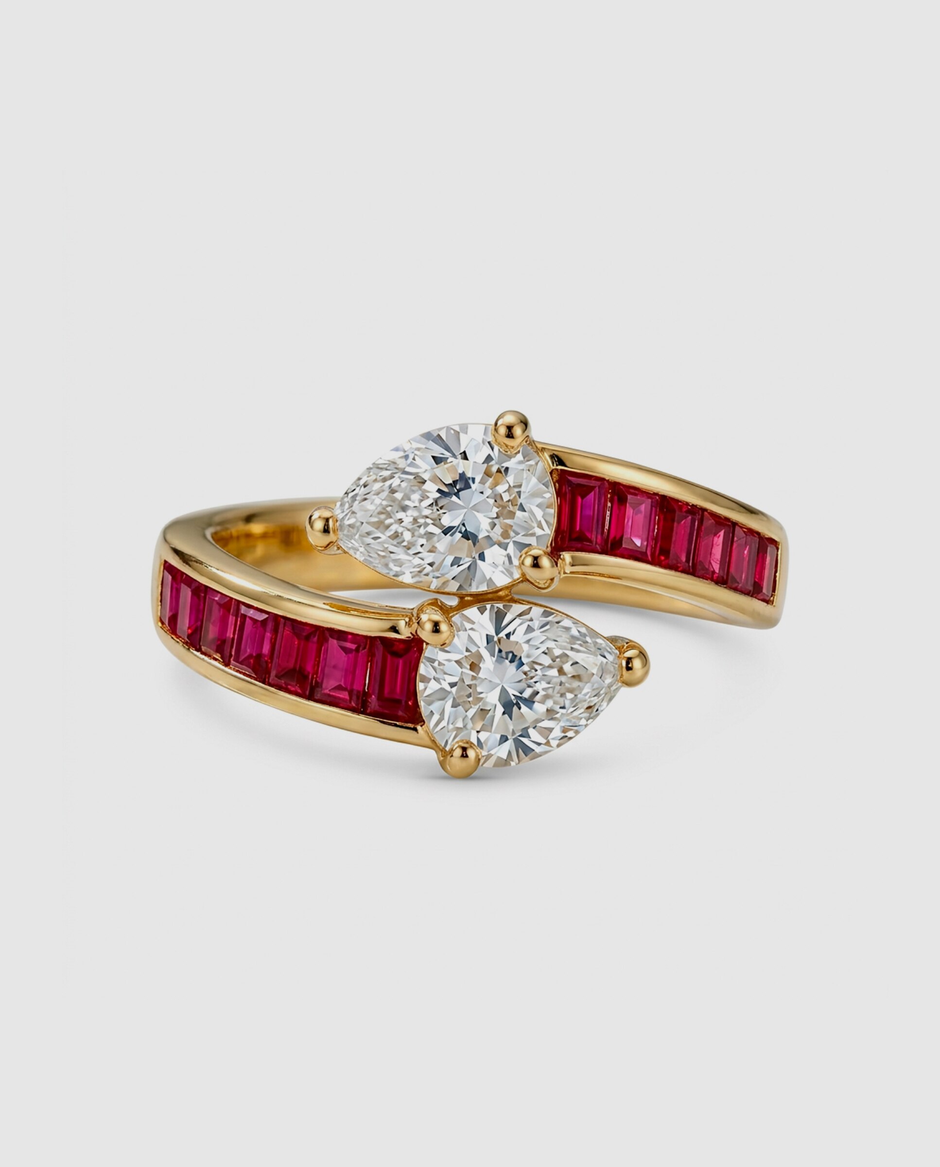 Anillo áfrica acabado en oro amarillo de 18 quilates con circonita rubí - Luxenter - Rojo Rojo-3