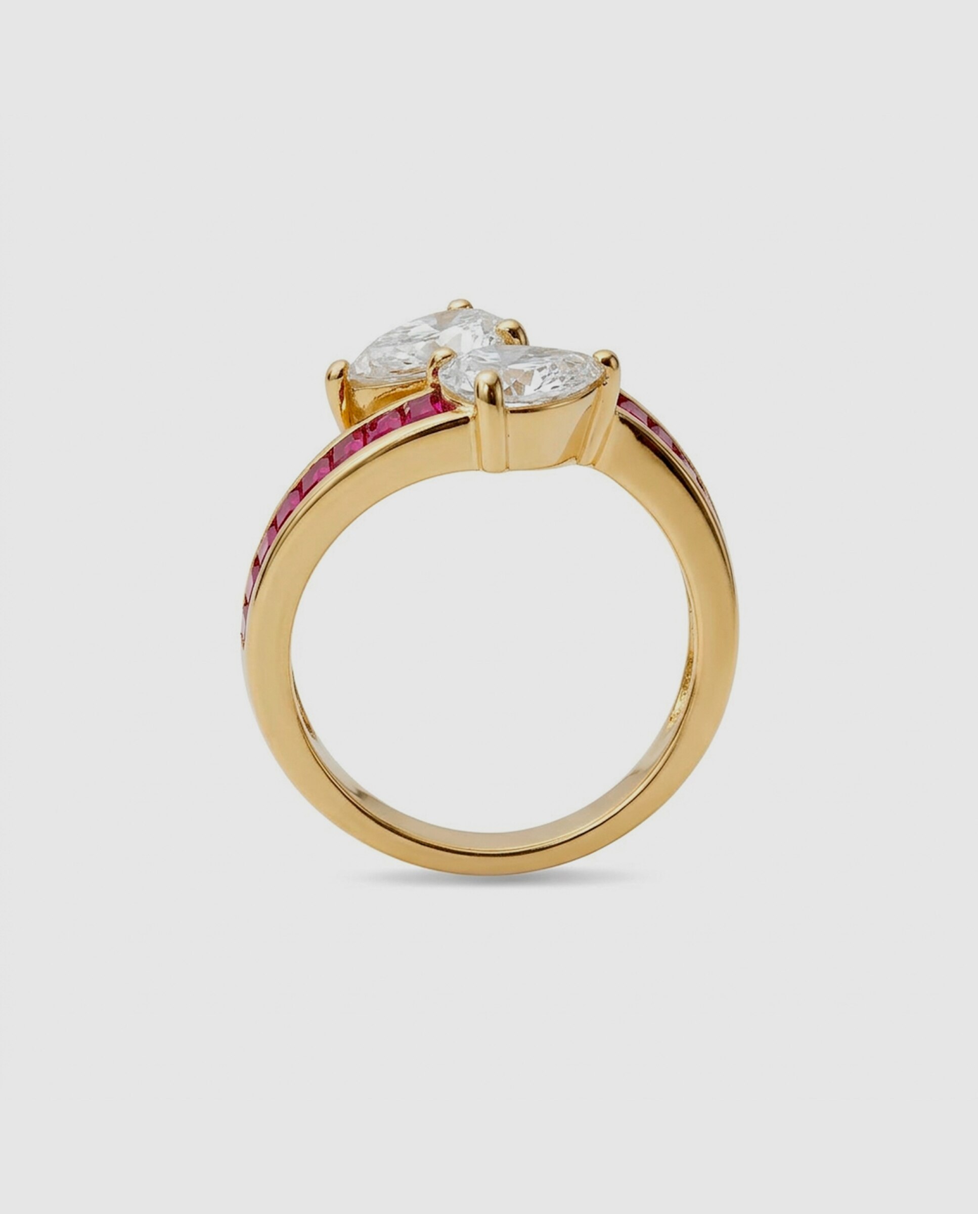 Anillo áfrica acabado en oro amarillo de 18 quilates con circonita rubí - Luxenter - Rojo Rojo-4