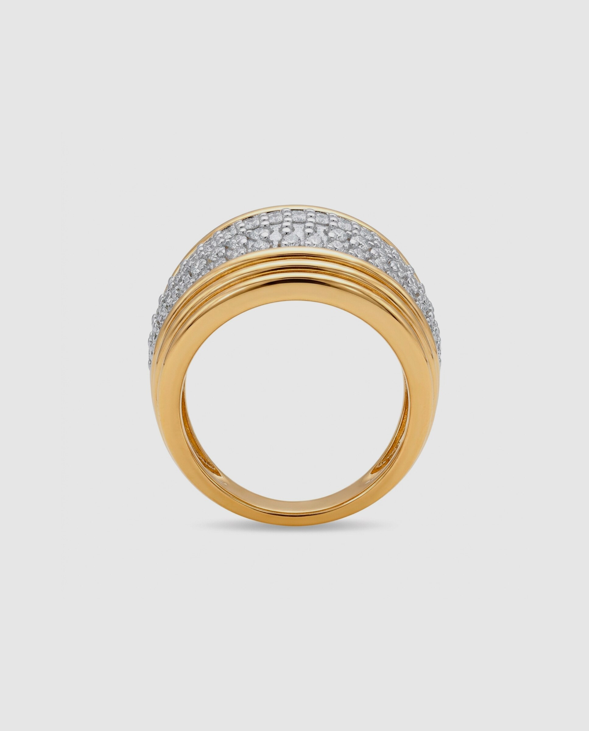 Anillo áfrica acabado en oro amarillo de 18 quilates con circonita brillante - Luxenter - Dorado Dorado-4